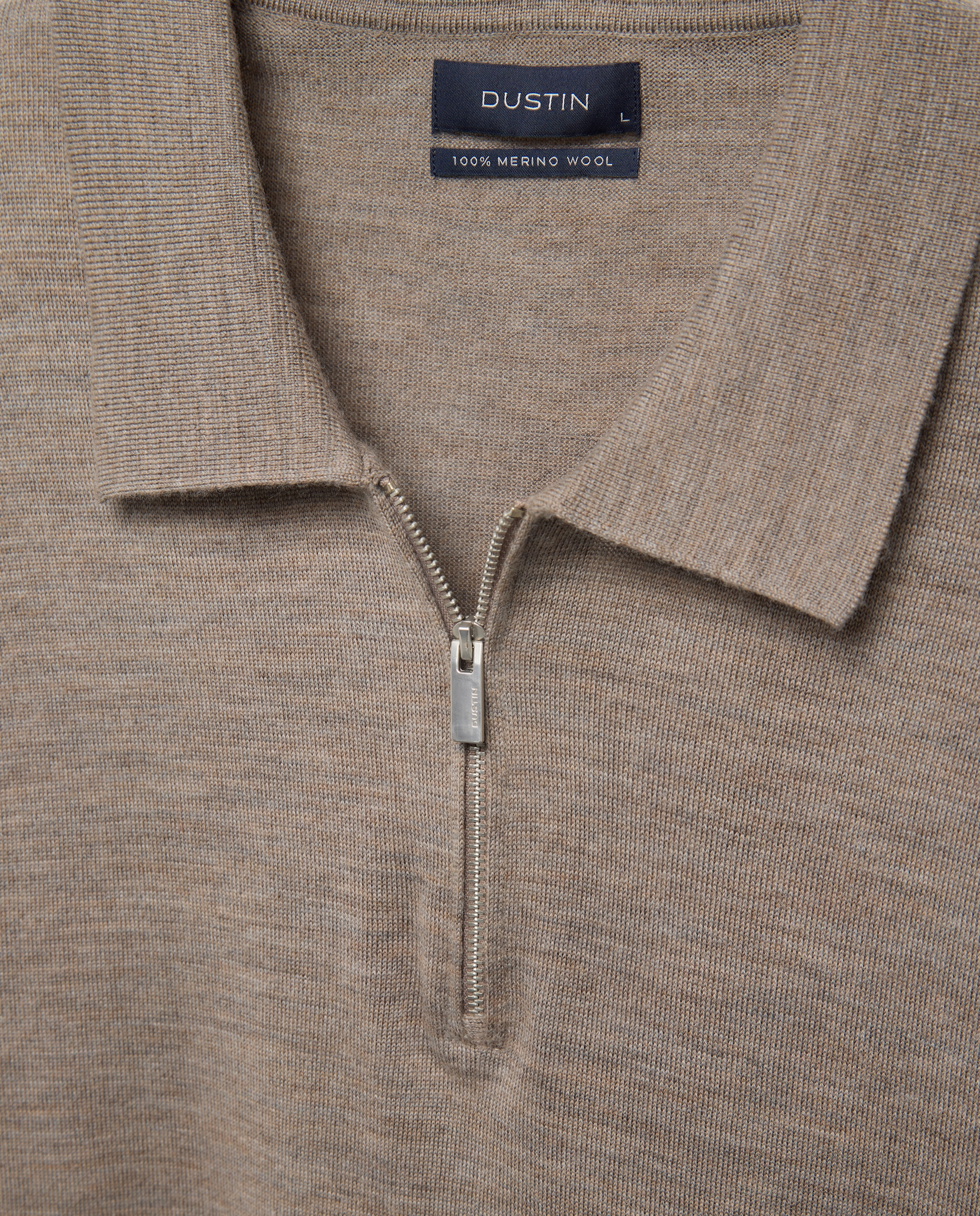 Jersey cuello Polo cremallera 100% merino extrafine de hombre - Dustin - Marrón claro Marrón claro-5