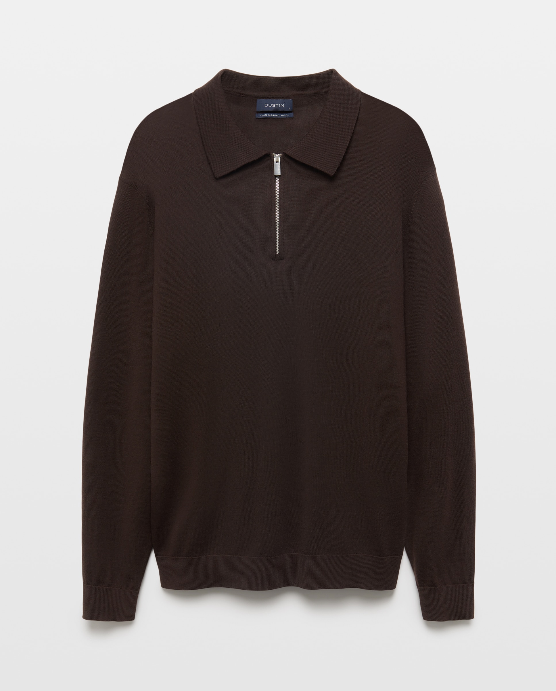 Jersey cuello Polo cremallera 100% merino extrafine de hombre - Dustin - Ciruela Ciruela-4