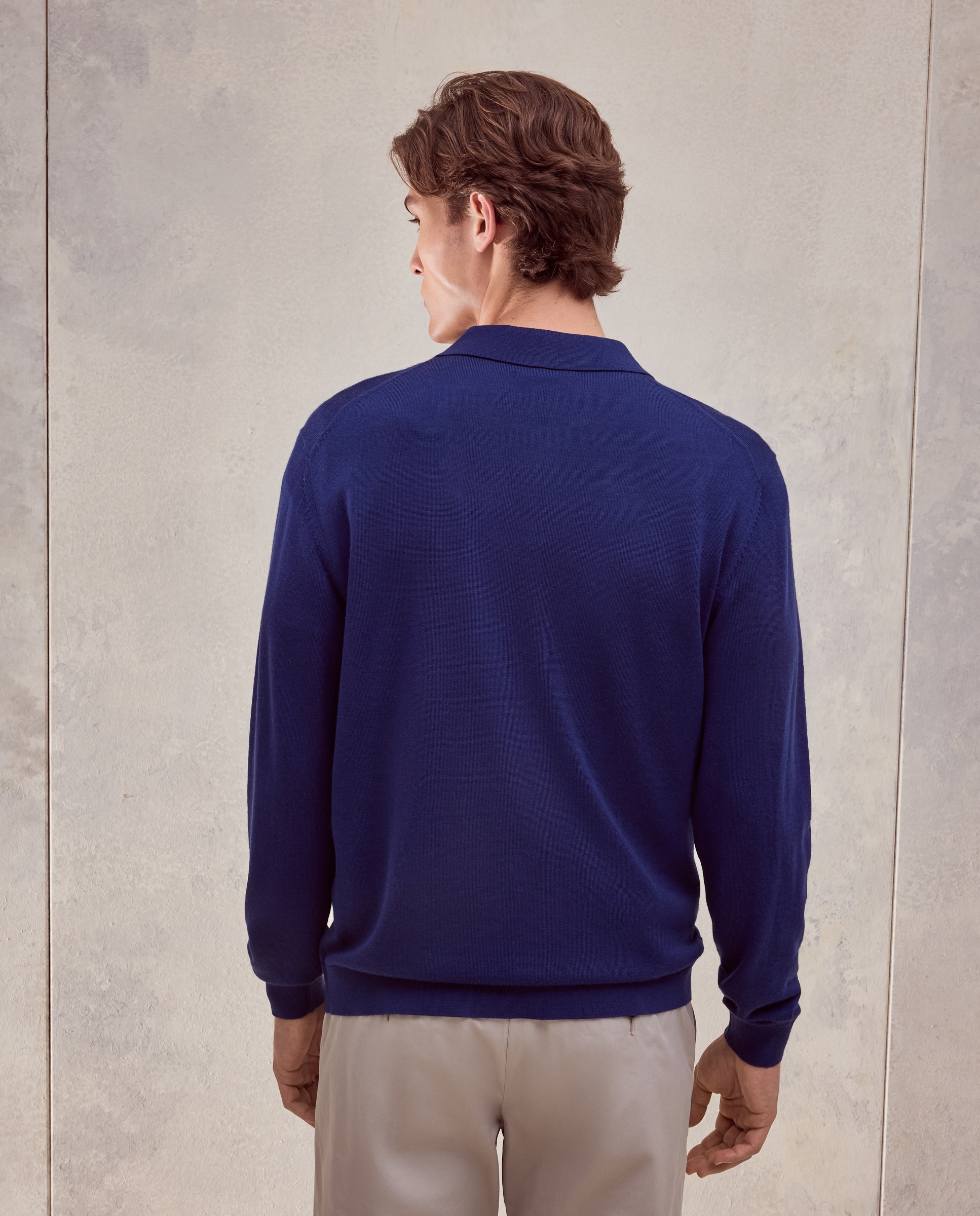Camisola com Colarinho de Polo e Fecho de Correr Azulão-3