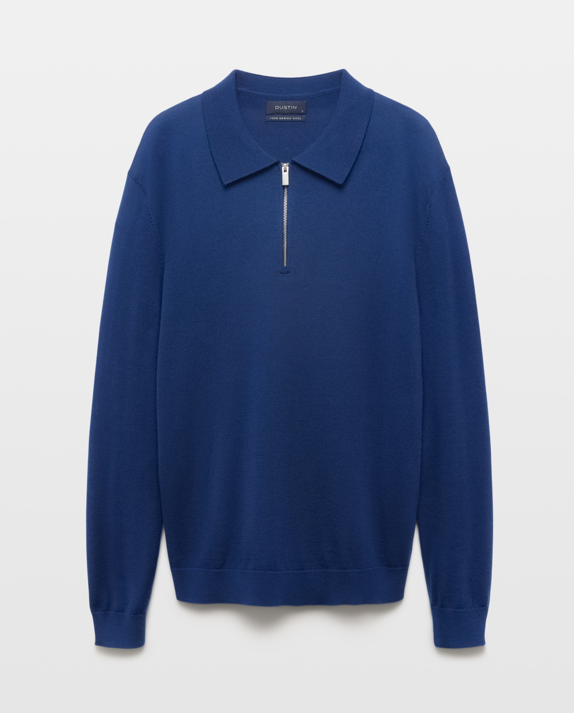 Camisola com Colarinho de Polo e Fecho de Correr Azulão-4