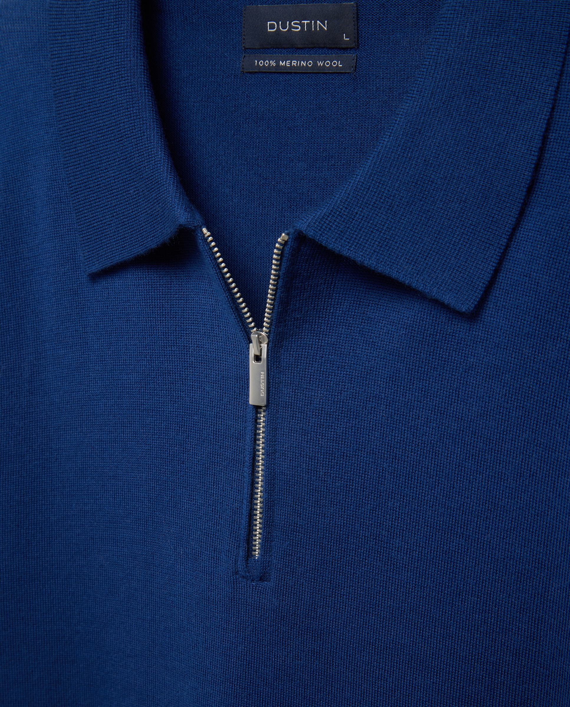 Camisola com Colarinho de Polo e Fecho de Correr Azulão-5