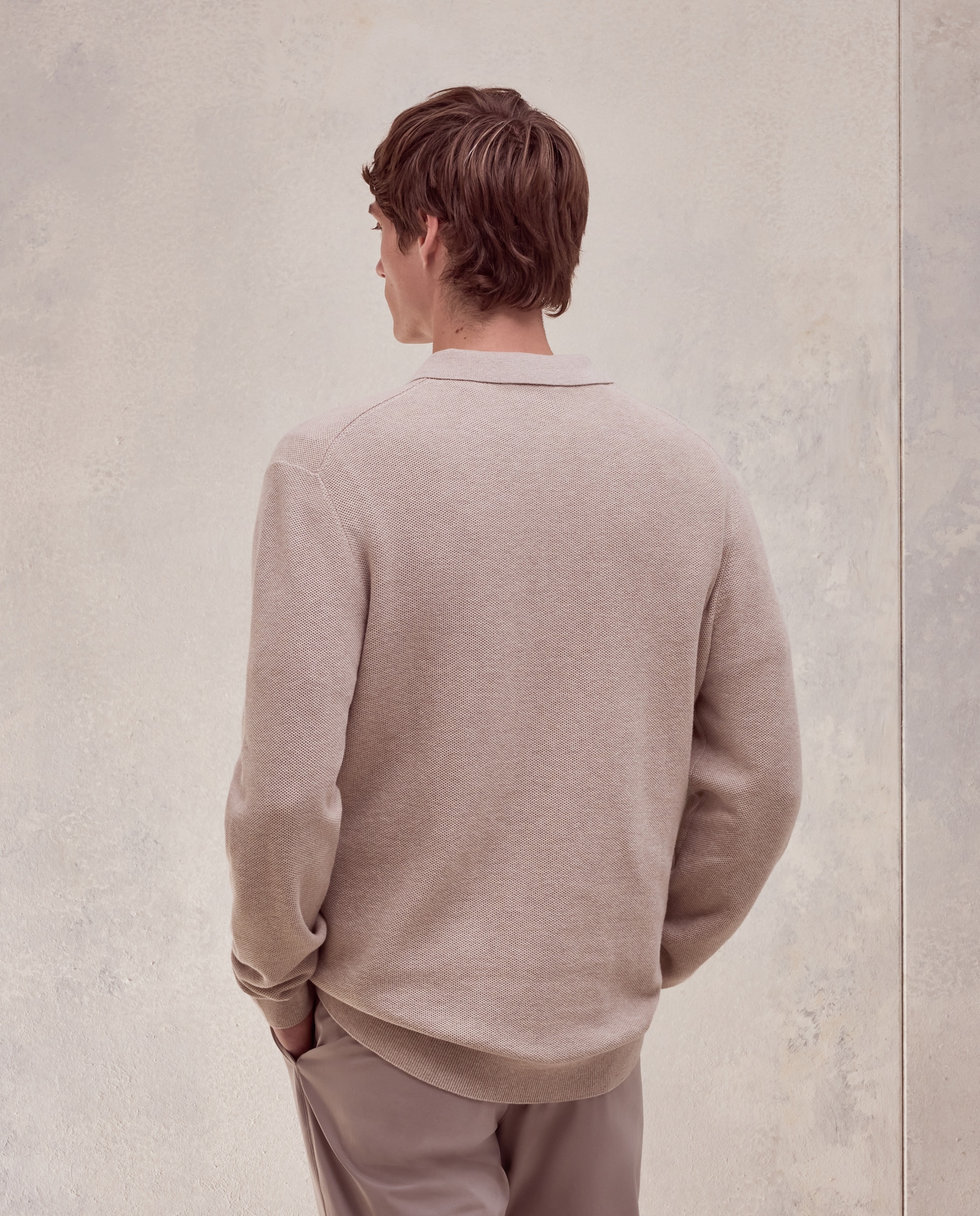 Jersey cuello polo estructura 100% algodón de hombre - Dustin - Beige Beige-3