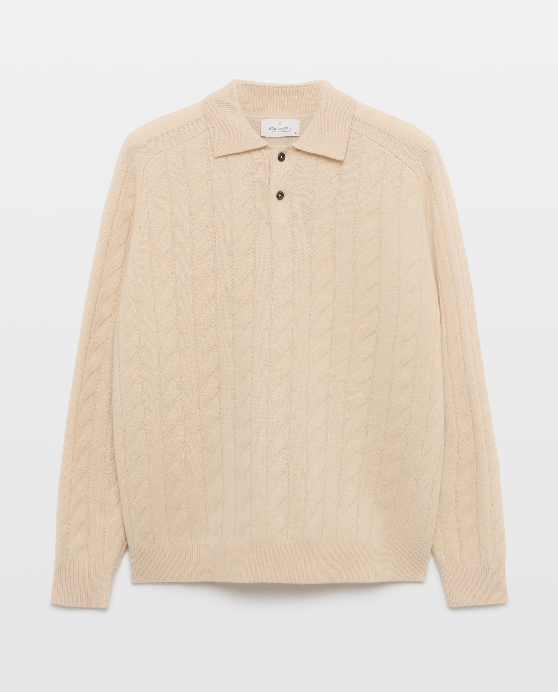 Jersey cuello polo ochos 100% lambswool de hombre - Emidio Tucci - Crudo Crudo-4