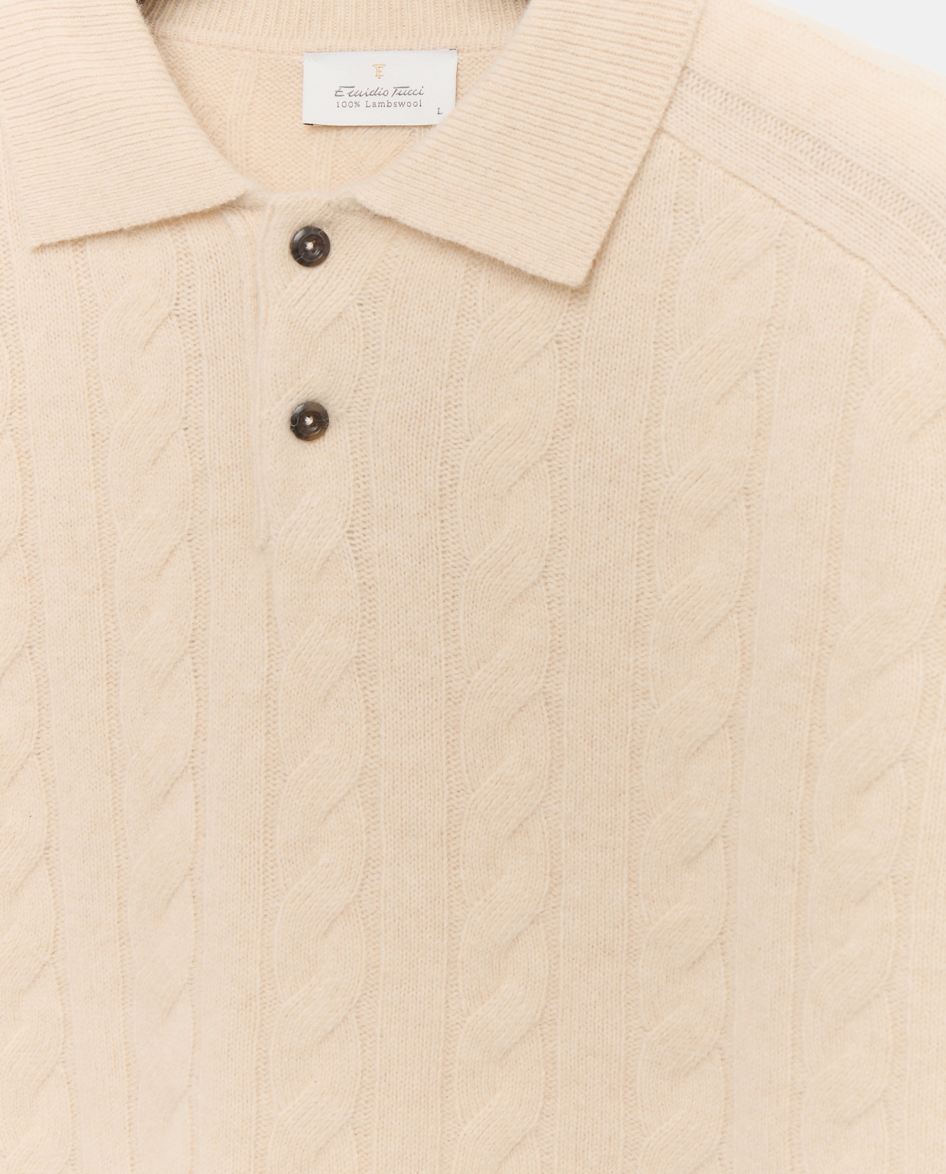 Jersey cuello polo ochos 100% lambswool de hombre - Emidio Tucci - Crudo Crudo-5