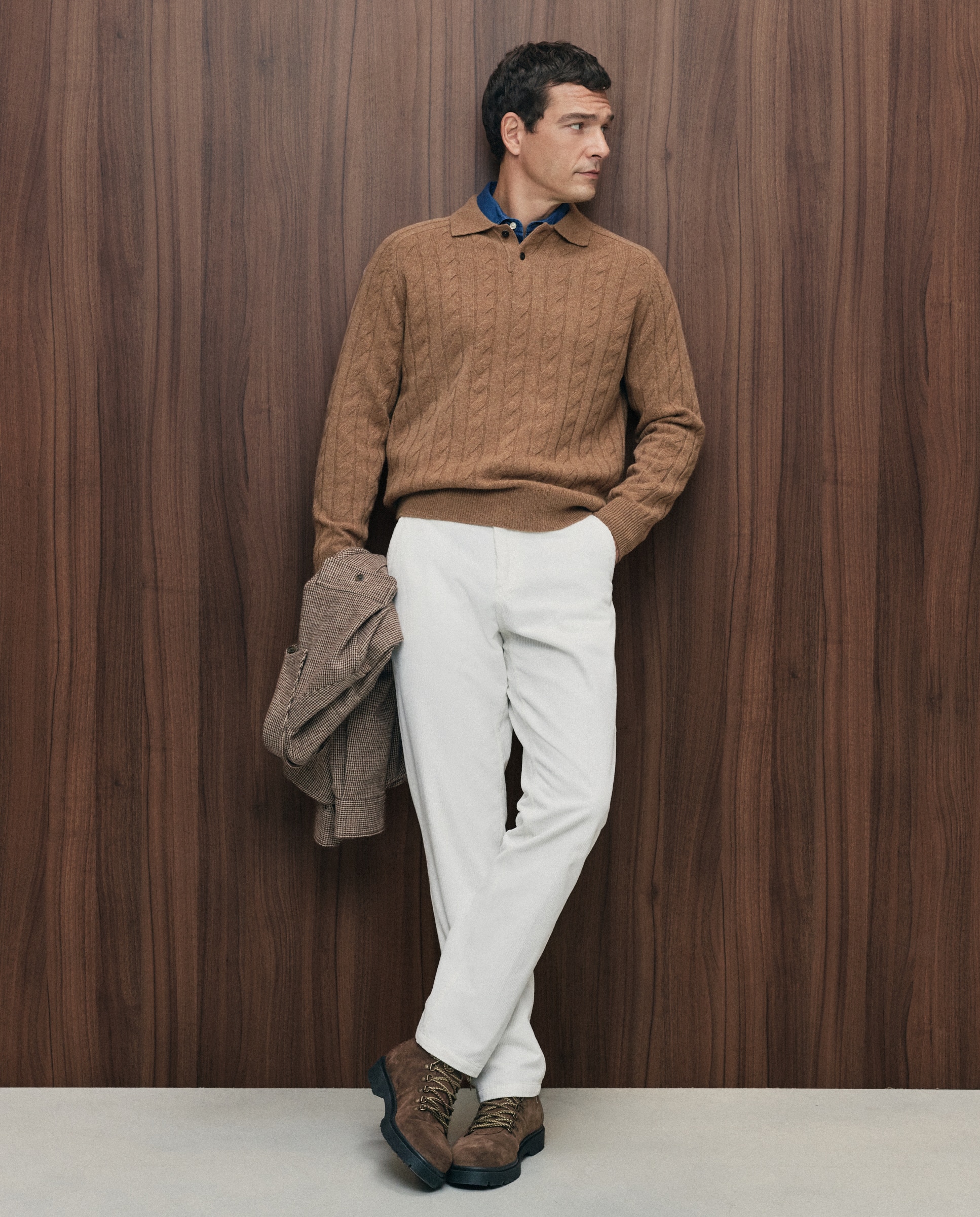Jersey cuello polo ochos 100% lambswool de hombre - Emidio Tucci - Camel Camel-2