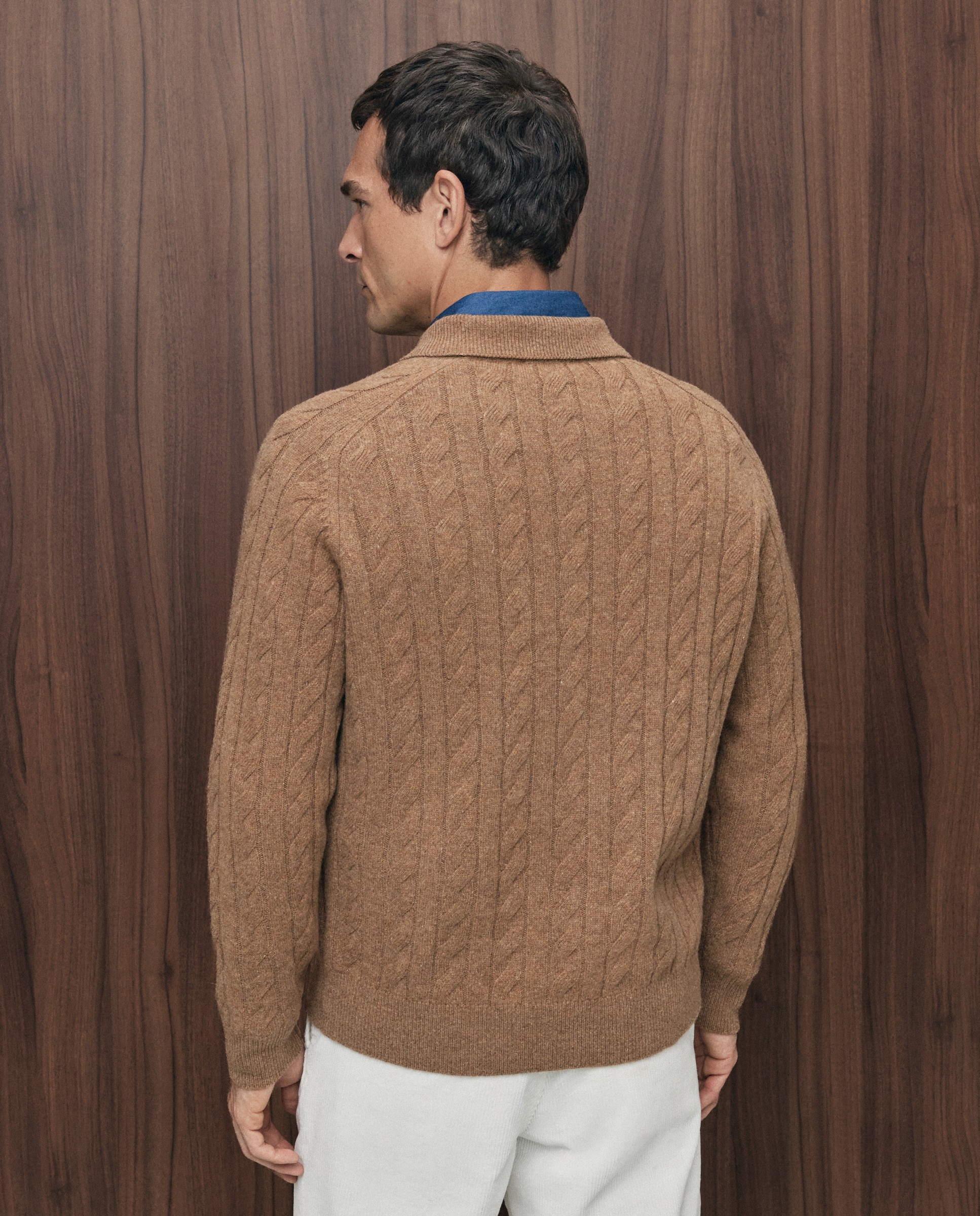 Jersey cuello polo ochos 100% lambswool de hombre - Emidio Tucci - Camel Camel-3