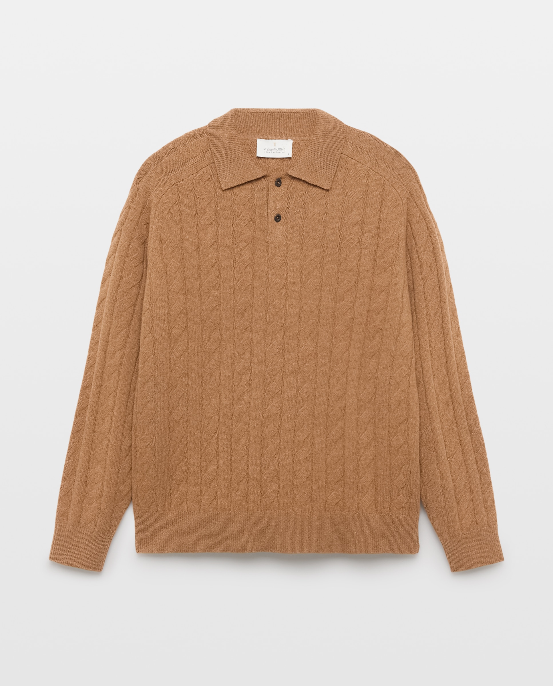 Jersey cuello polo ochos 100% lambswool de hombre - Emidio Tucci - Camel Camel-4