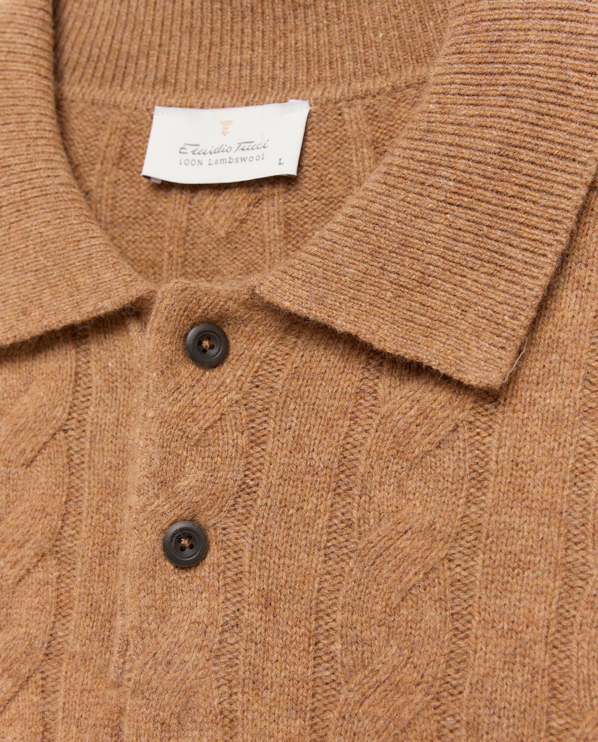 Jersey cuello polo ochos 100% lambswool de hombre - Emidio Tucci - Camel Camel-5
