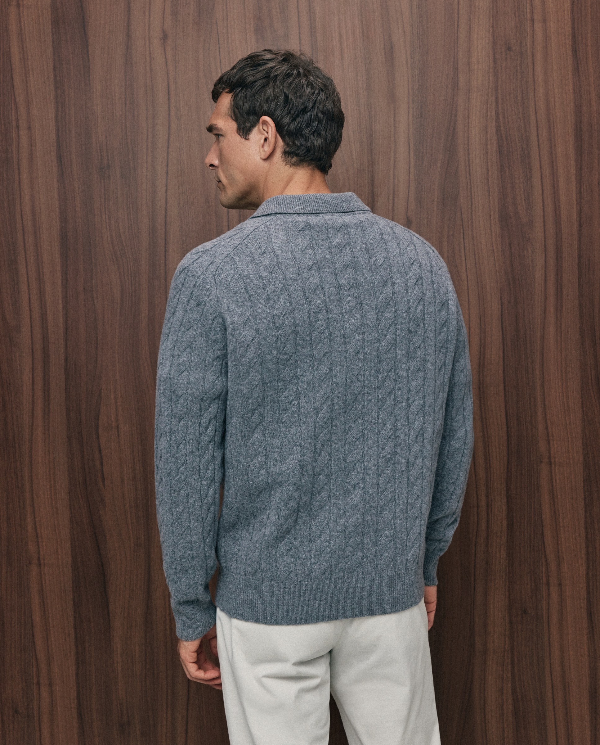 Jersey cuello polo ochos 100% lambswool de hombre - Emidio Tucci - Gris Gris-2