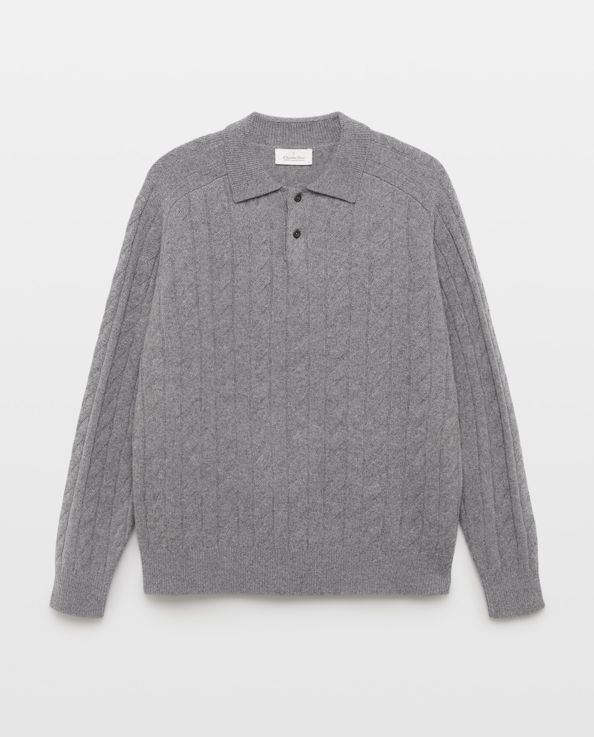Jersey cuello polo ochos 100% lambswool de hombre - Emidio Tucci - Gris Gris-5