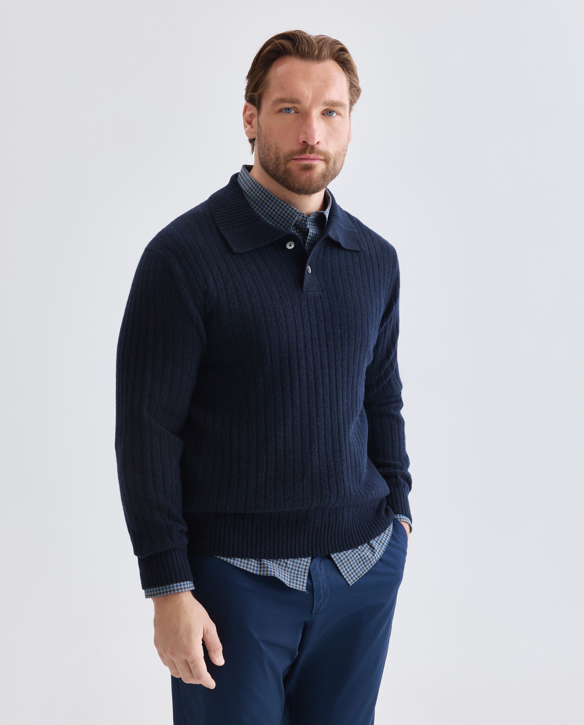 Imagen 1 de Jersey cuello polo canale 100% lambswool de hombre - Dustin - Azul marino Azul marino