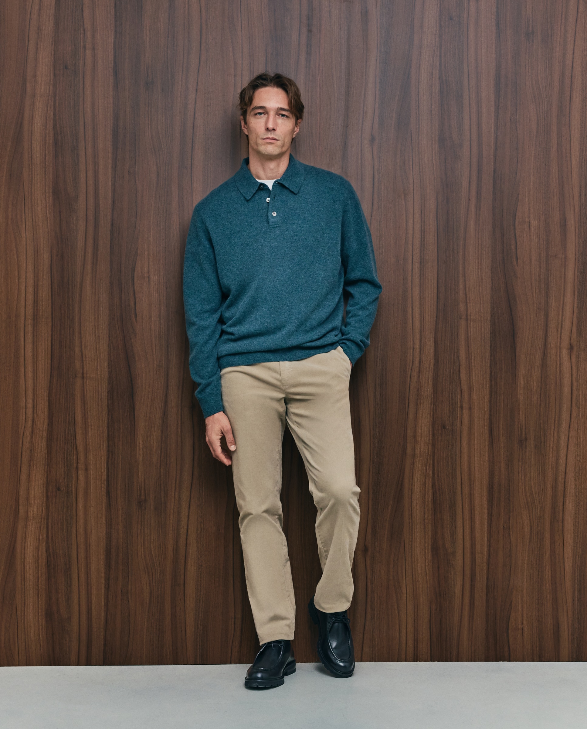 Imagen 0 de Jersey de hombre cuello polo liso cashmere Azul marino