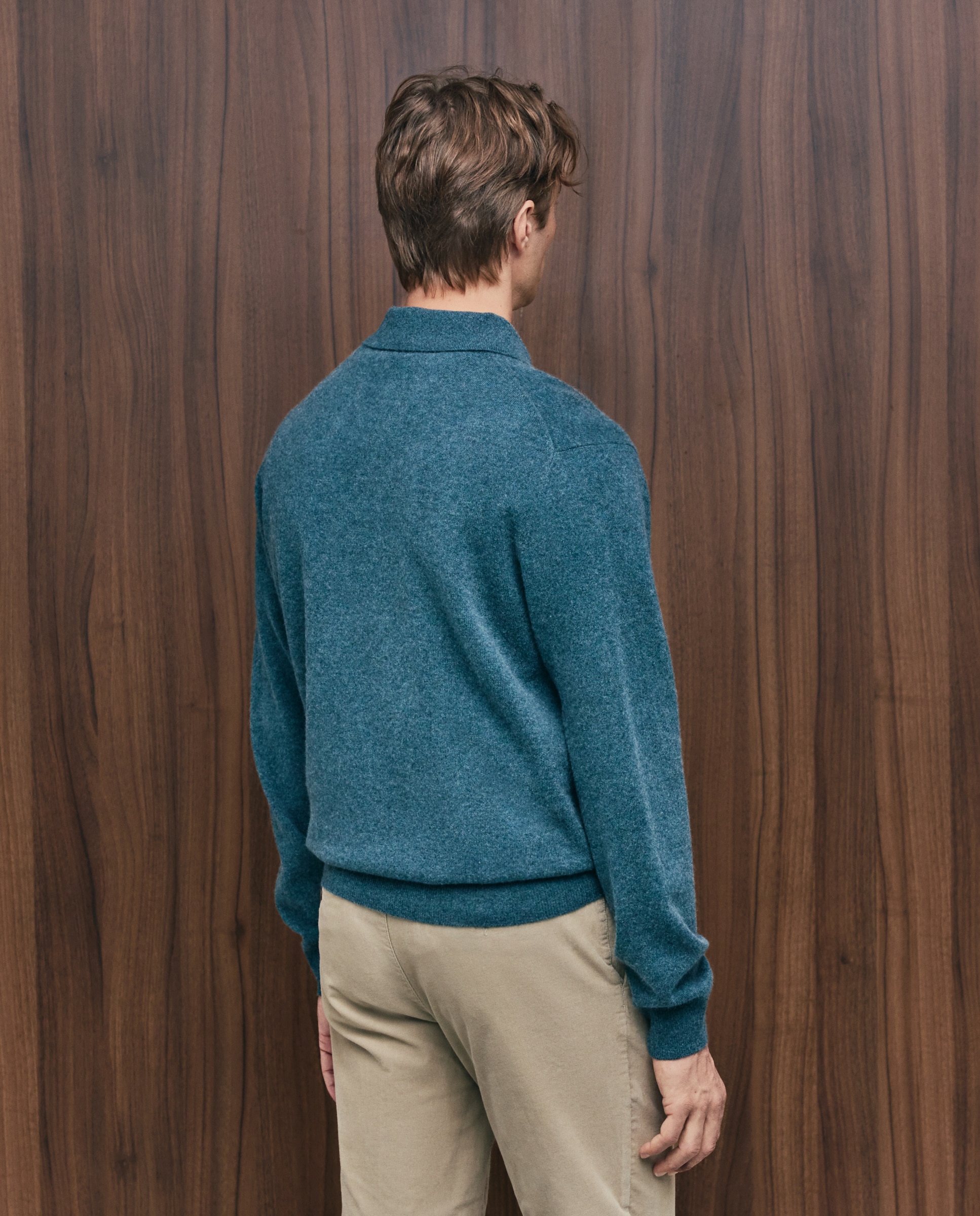 Jersey de hombre cuello polo liso cashmere - Emidio Tucci - Azul marino Azul marino-3