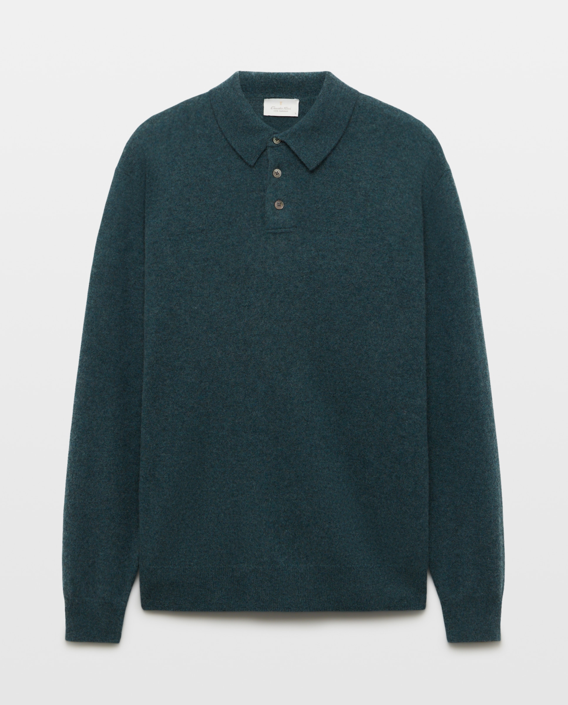 Jersey de hombre cuello polo liso cashmere - Emidio Tucci - Azul marino Azul marino-4