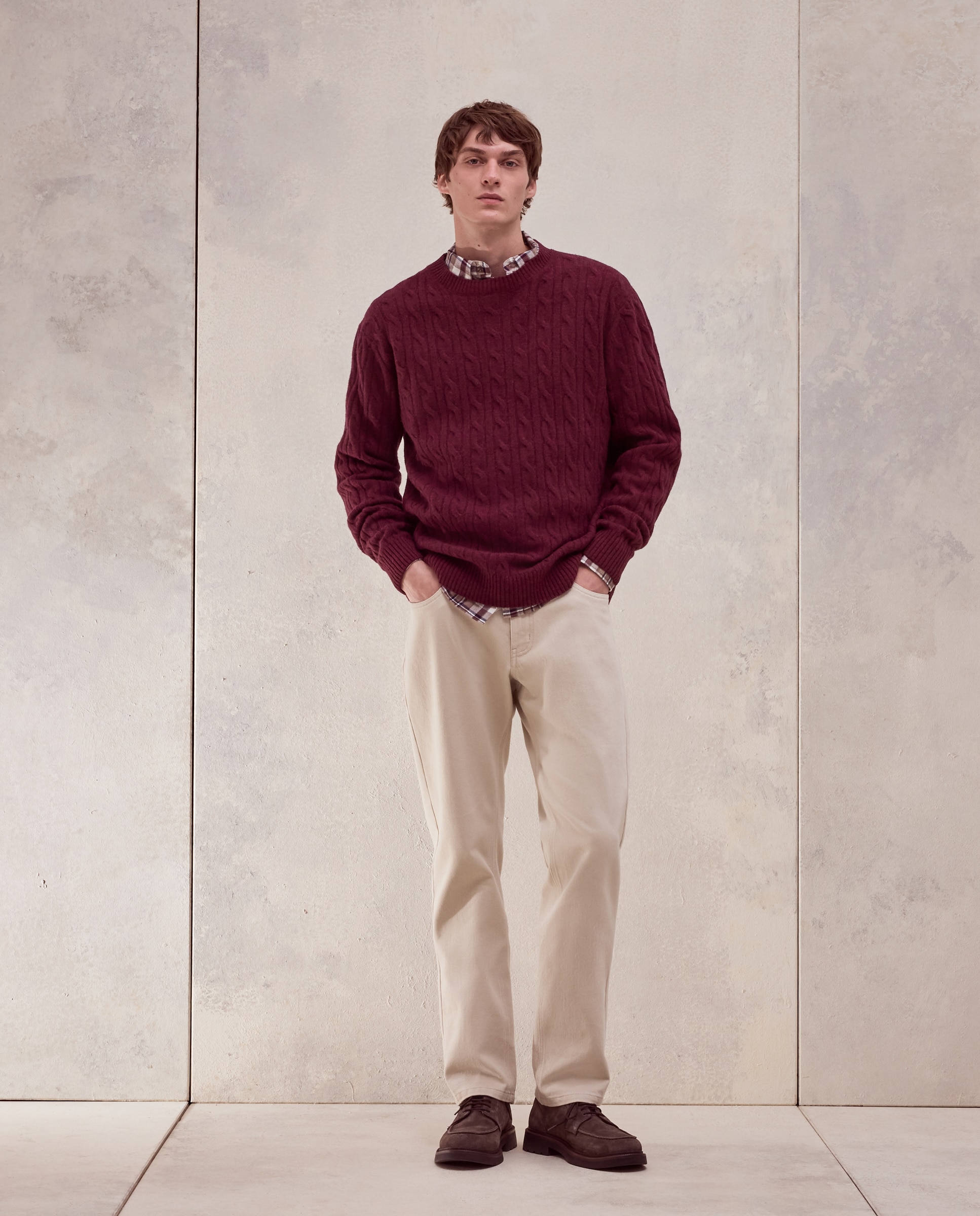 Jersey cuello redondo ochos 100% lambswool de hombre - Dustin - Burdeos Burdeos-2