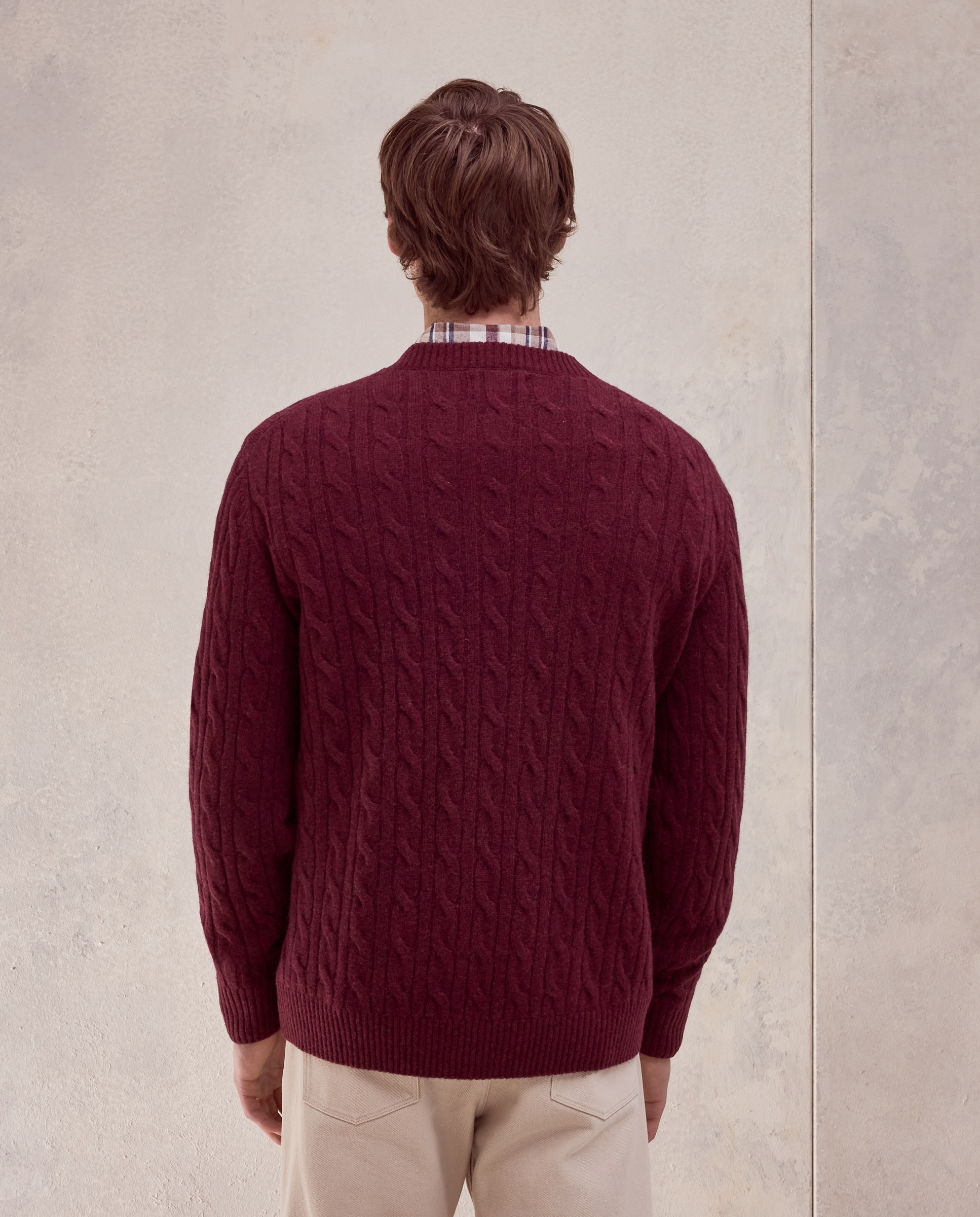 Jersey cuello redondo ochos 100% lambswool de hombre - Dustin - Burdeos Burdeos-3