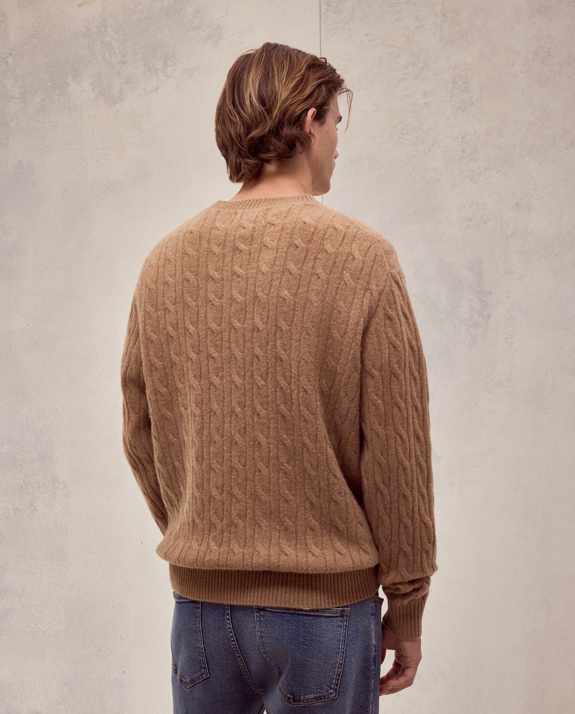 Jersey cuello redondo ochos 100% lambswool de hombre - Dustin - Marrón claro Marrón claro-3