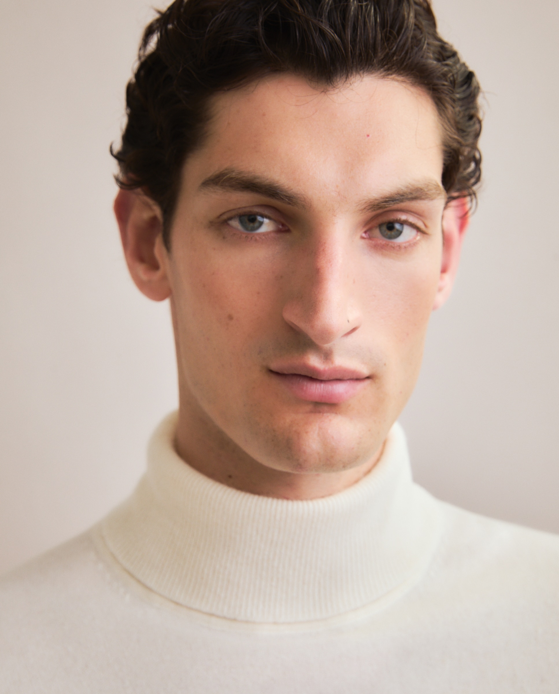 Jersey de hombre cuello cisne liso cashmere - Emidio Tucci - Crudo Crudo-3