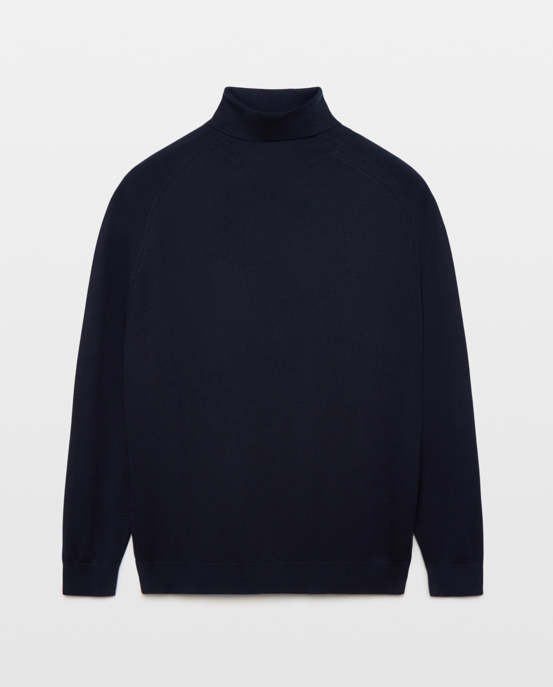 Jersey cuello vuelto liso 100% merino extrafine de hombre - Dustin - Azul marino Azul marino-4