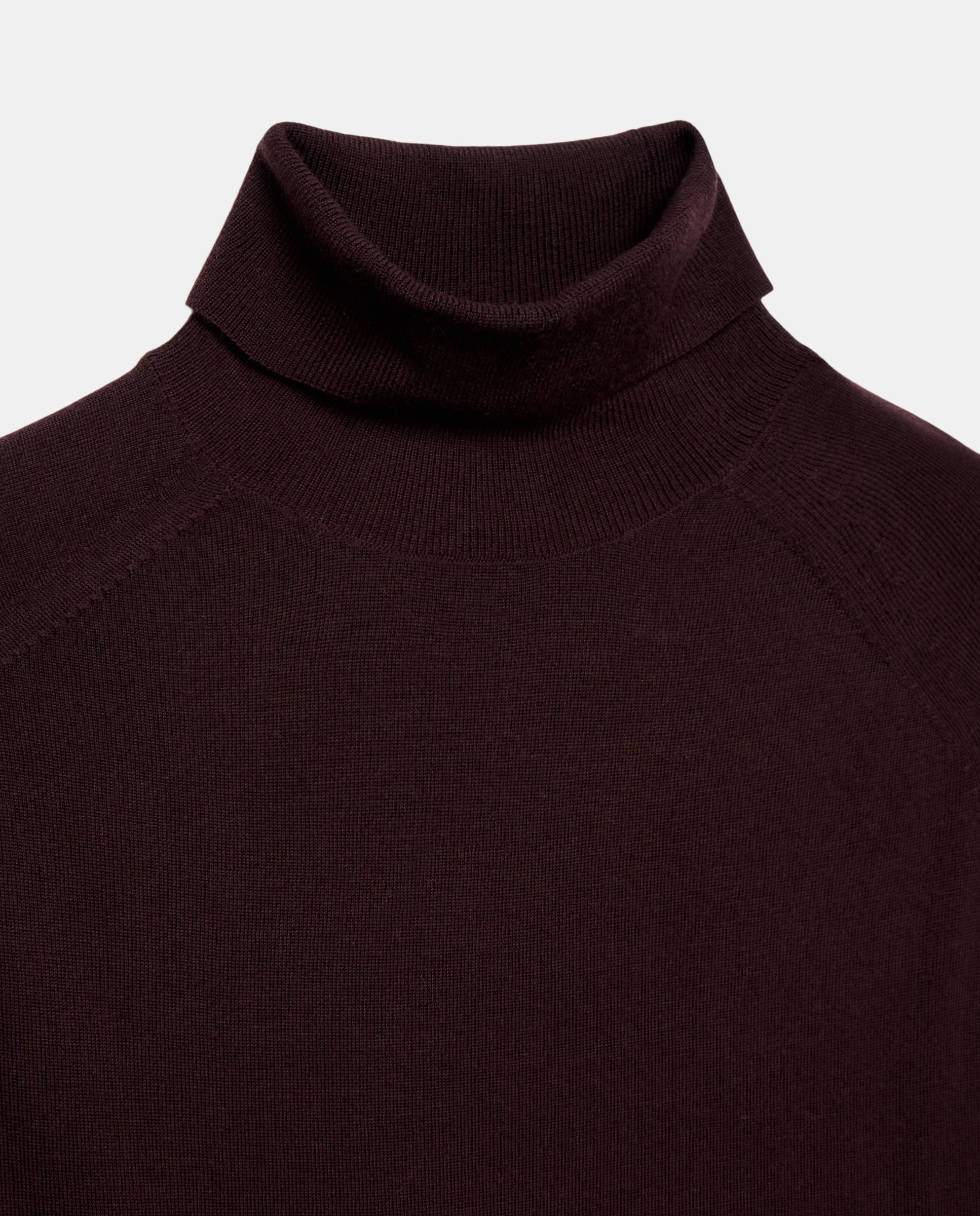 Jersey cuello vuelto liso 100% merino extrafine de hombre - Dustin - Burdeos Burdeos-5