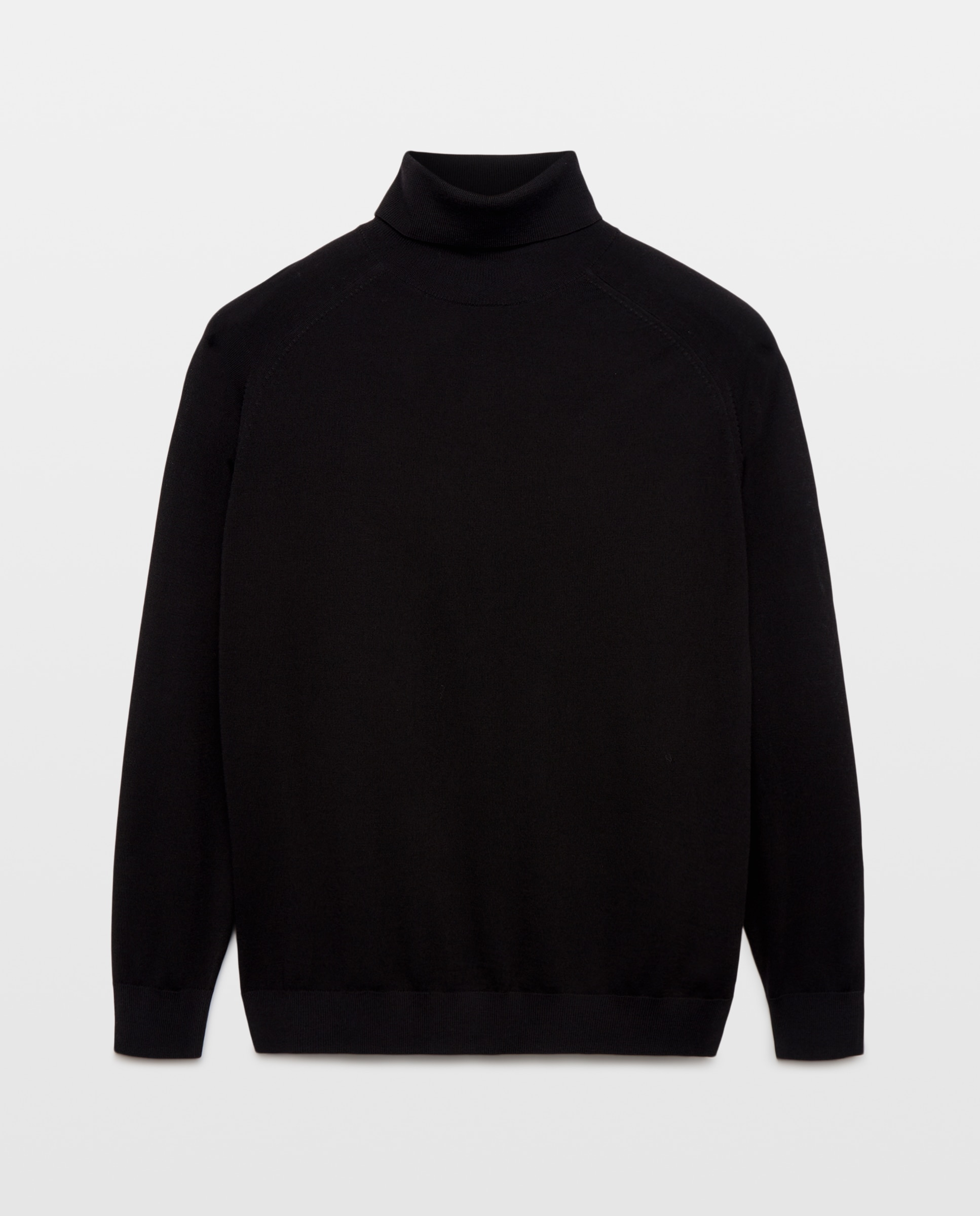 Jersey cuello vuelto liso 100% merino extrafine de hombre - Dustin - Negro Negro-4