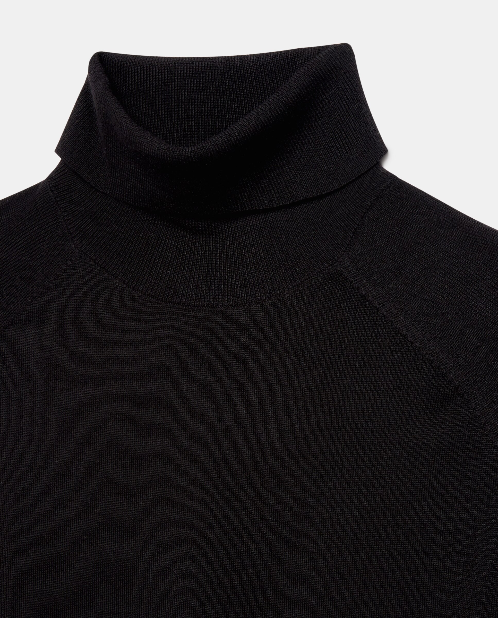 Jersey cuello vuelto liso 100% merino extrafine de hombre - Dustin - Negro Negro-5