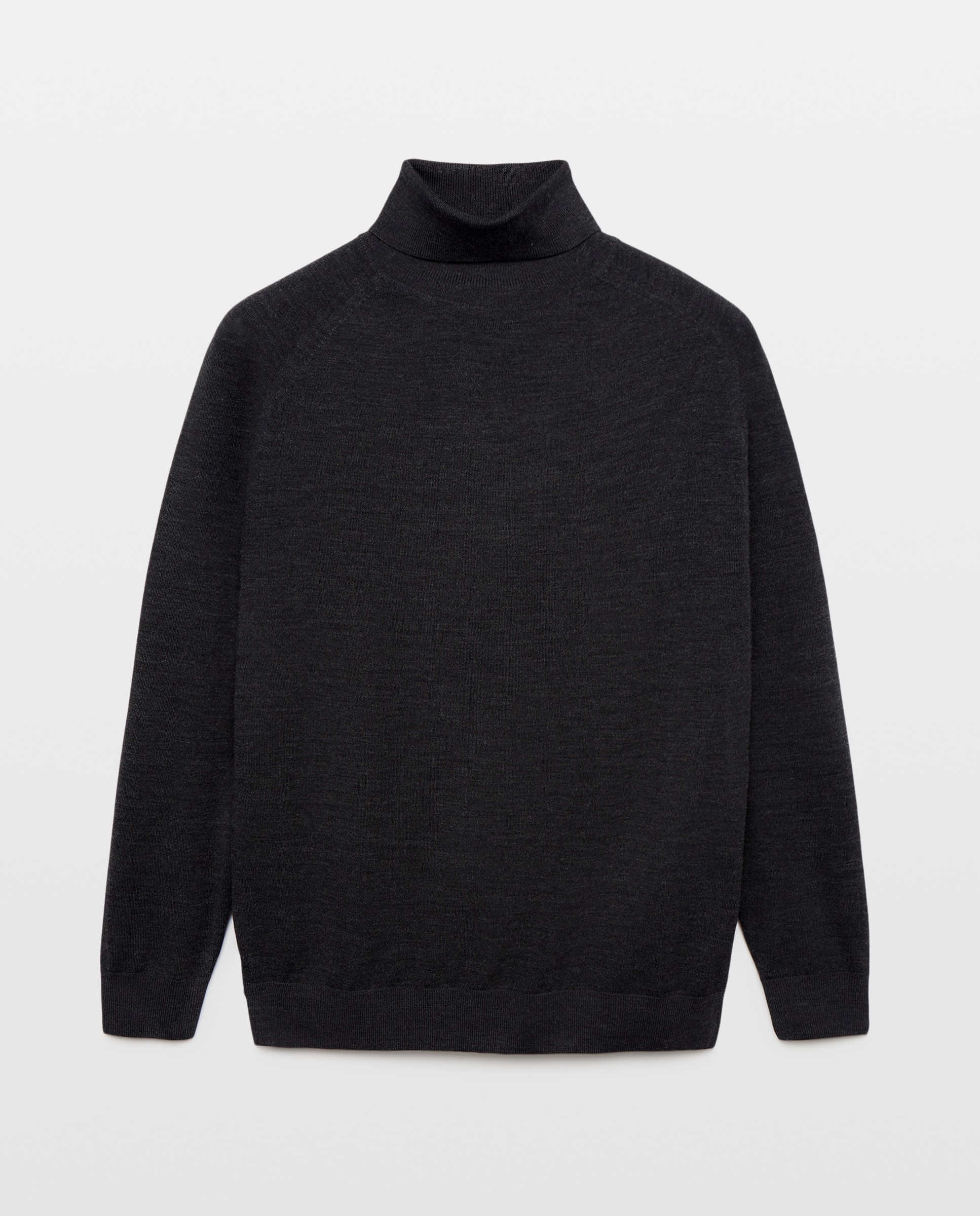 Jersey cuello vuelto liso 100% merino extrafine de hombre - Dustin - Gris oscuro Gris oscuro-4