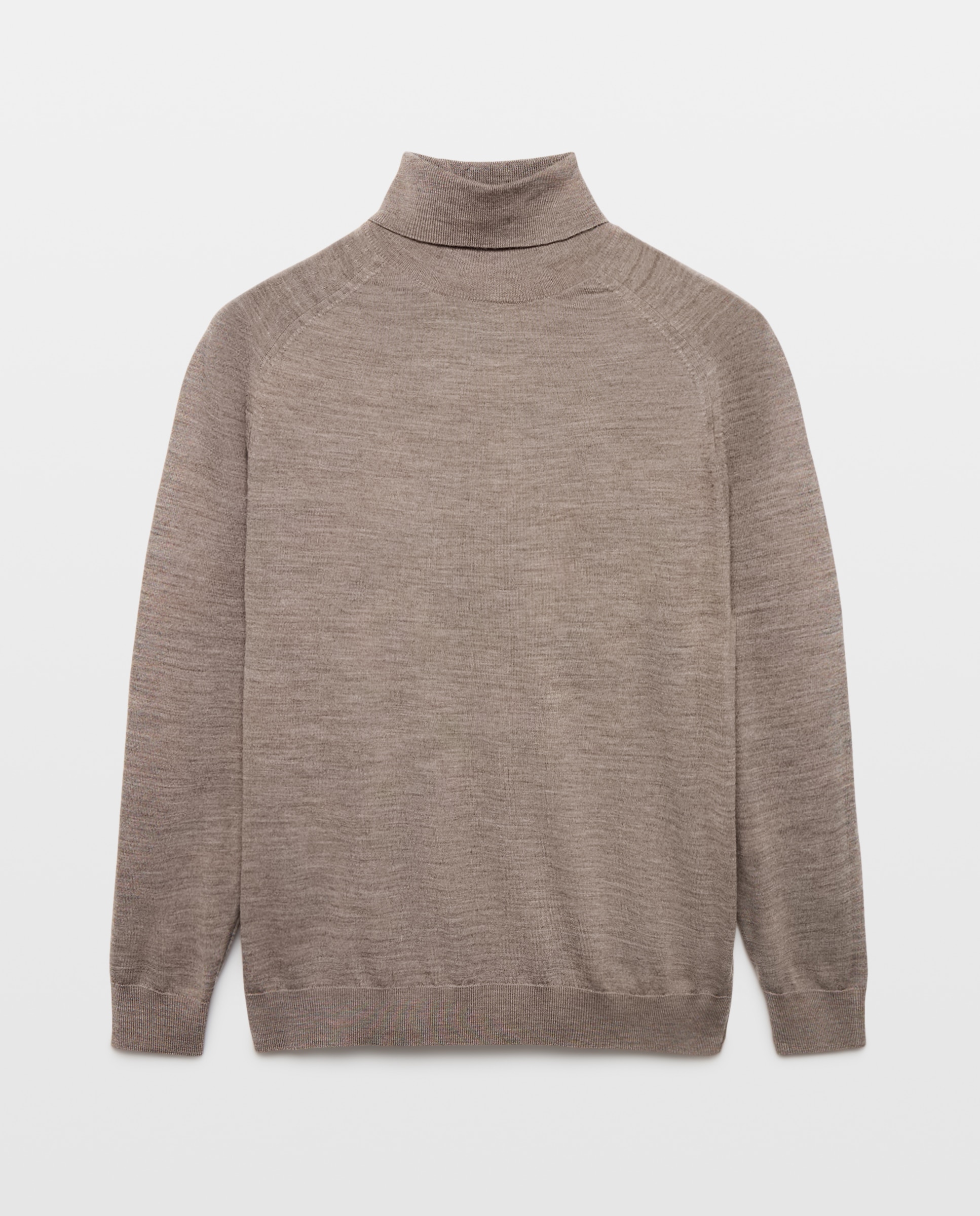 Jersey cuello vuelto liso 100% merino extrafine de hombre - Dustin - Marrón claro Marrón claro-4