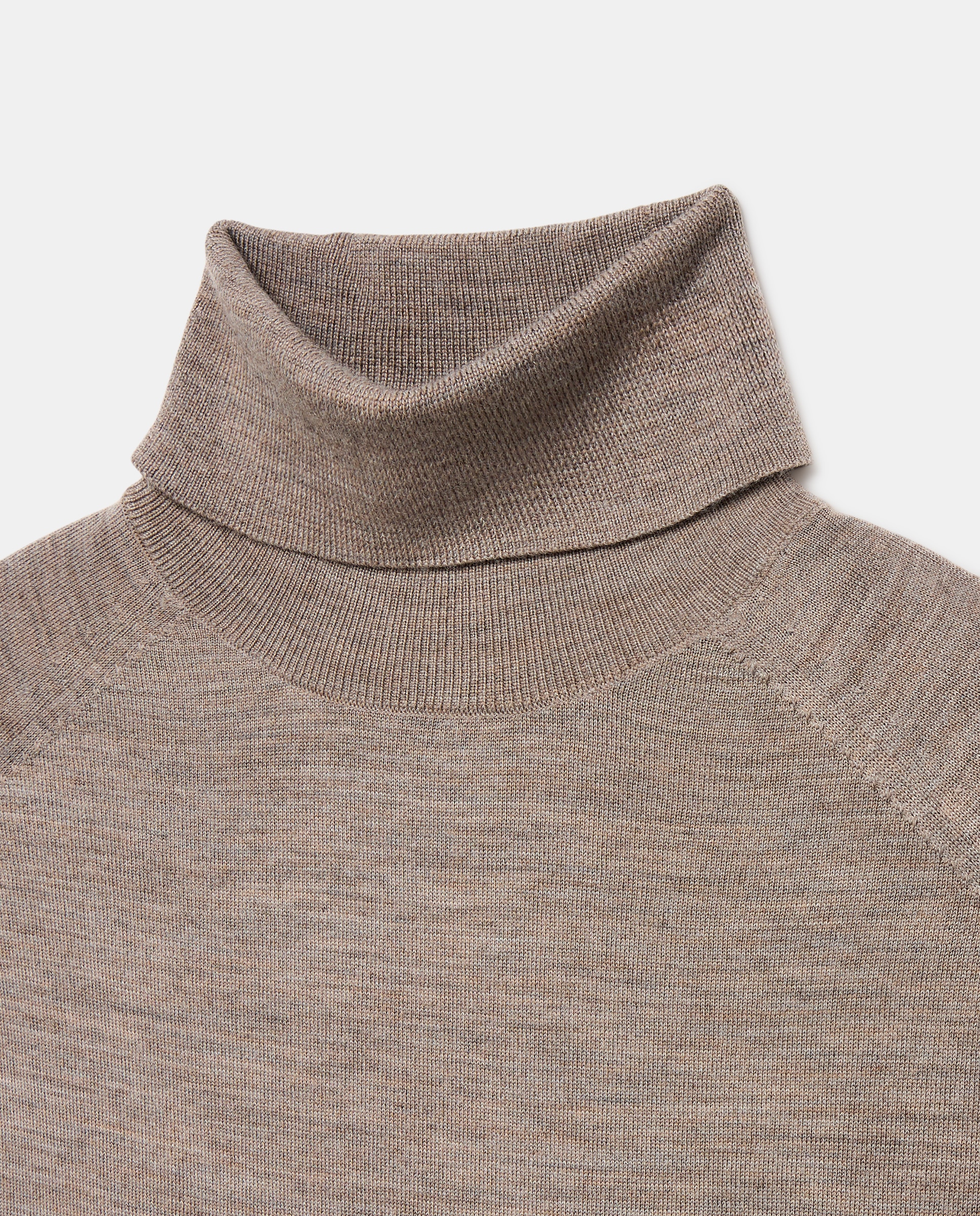 Jersey cuello vuelto liso 100% merino extrafine de hombre - Dustin - Marrón claro Marrón claro-5