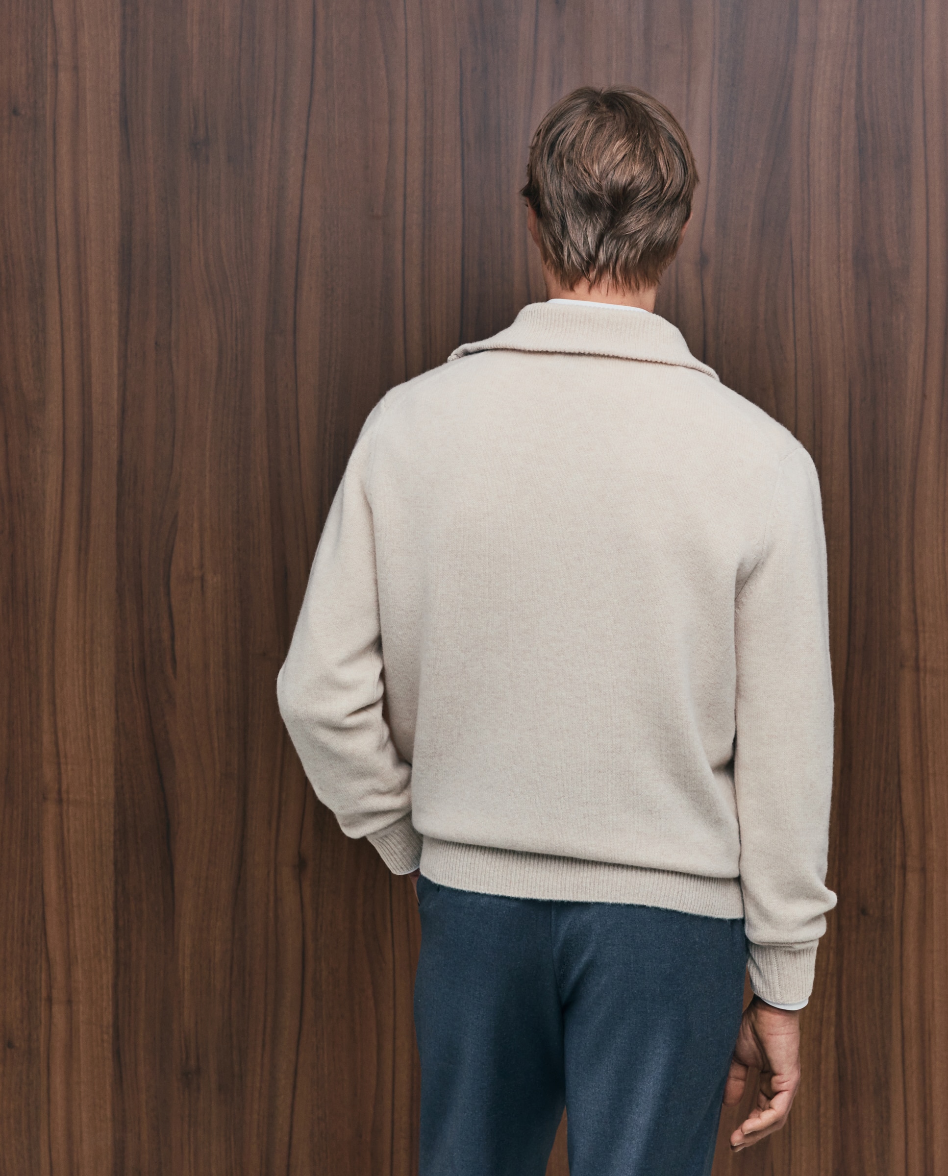 Jersey cuello semicisne cremallera lana/cashmere de hombre - Emidio Tucci - Crudo Crudo-3