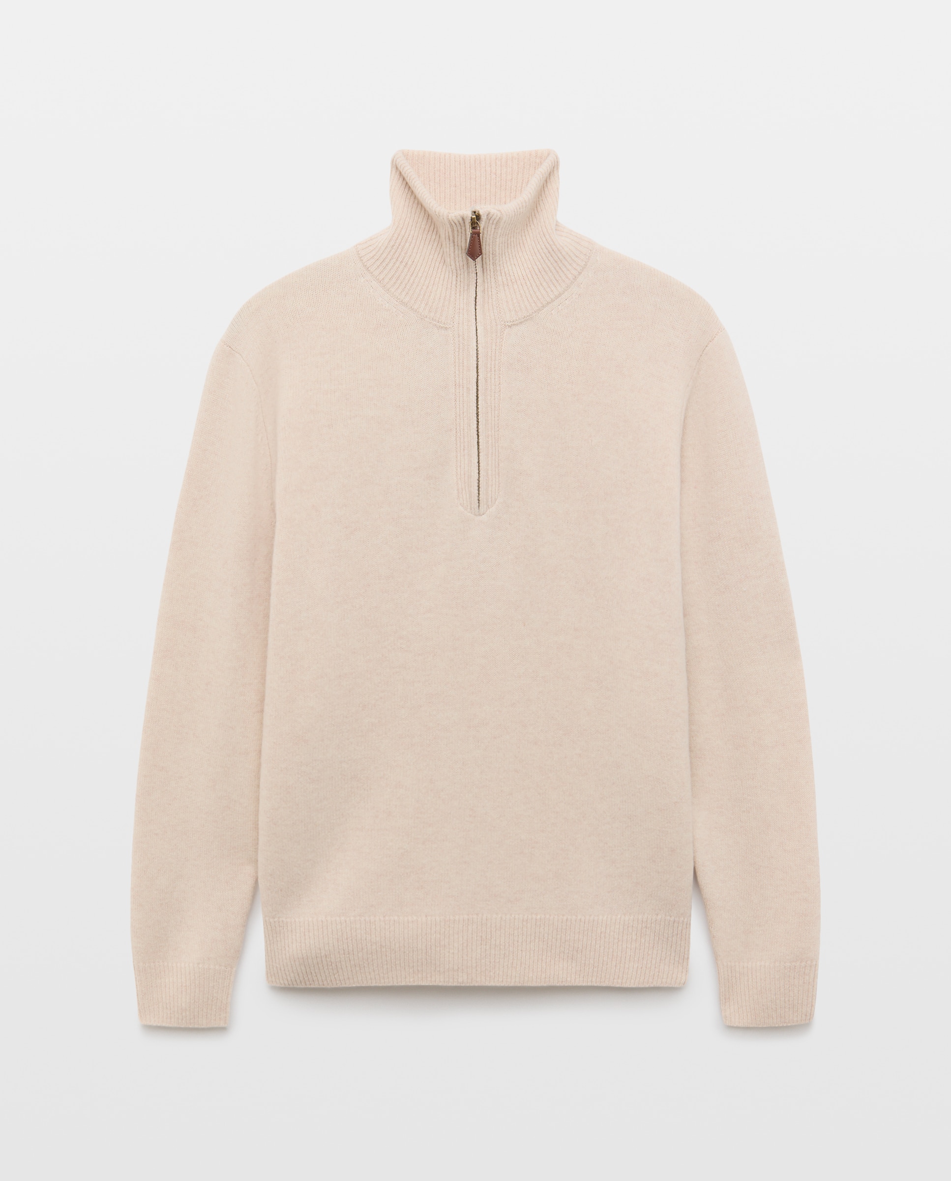 Jersey cuello semicisne cremallera lana/cashmere de hombre - Emidio Tucci - Crudo Crudo-4