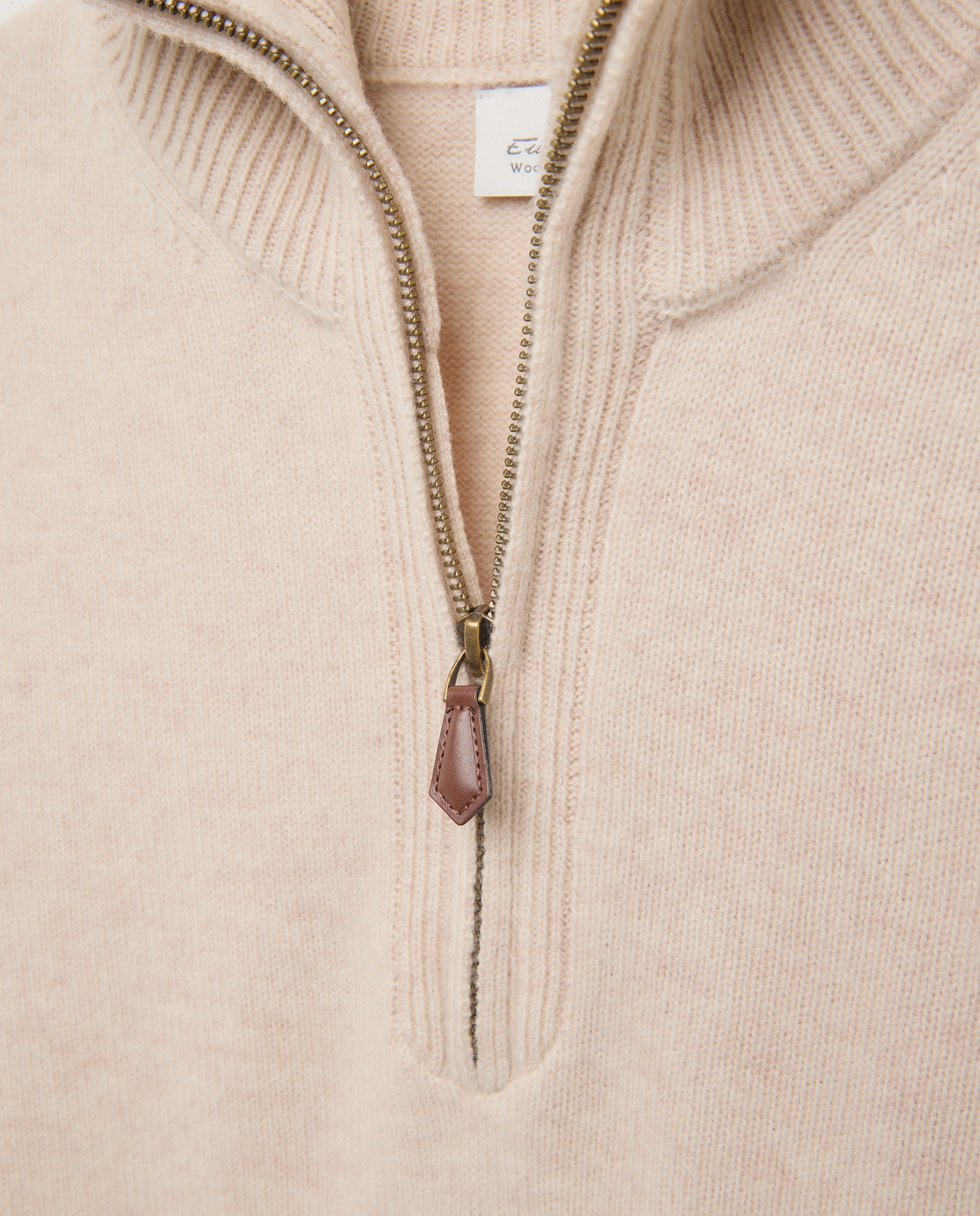 Jersey cuello semicisne cremallera lana/cashmere de hombre - Emidio Tucci - Crudo Crudo-5