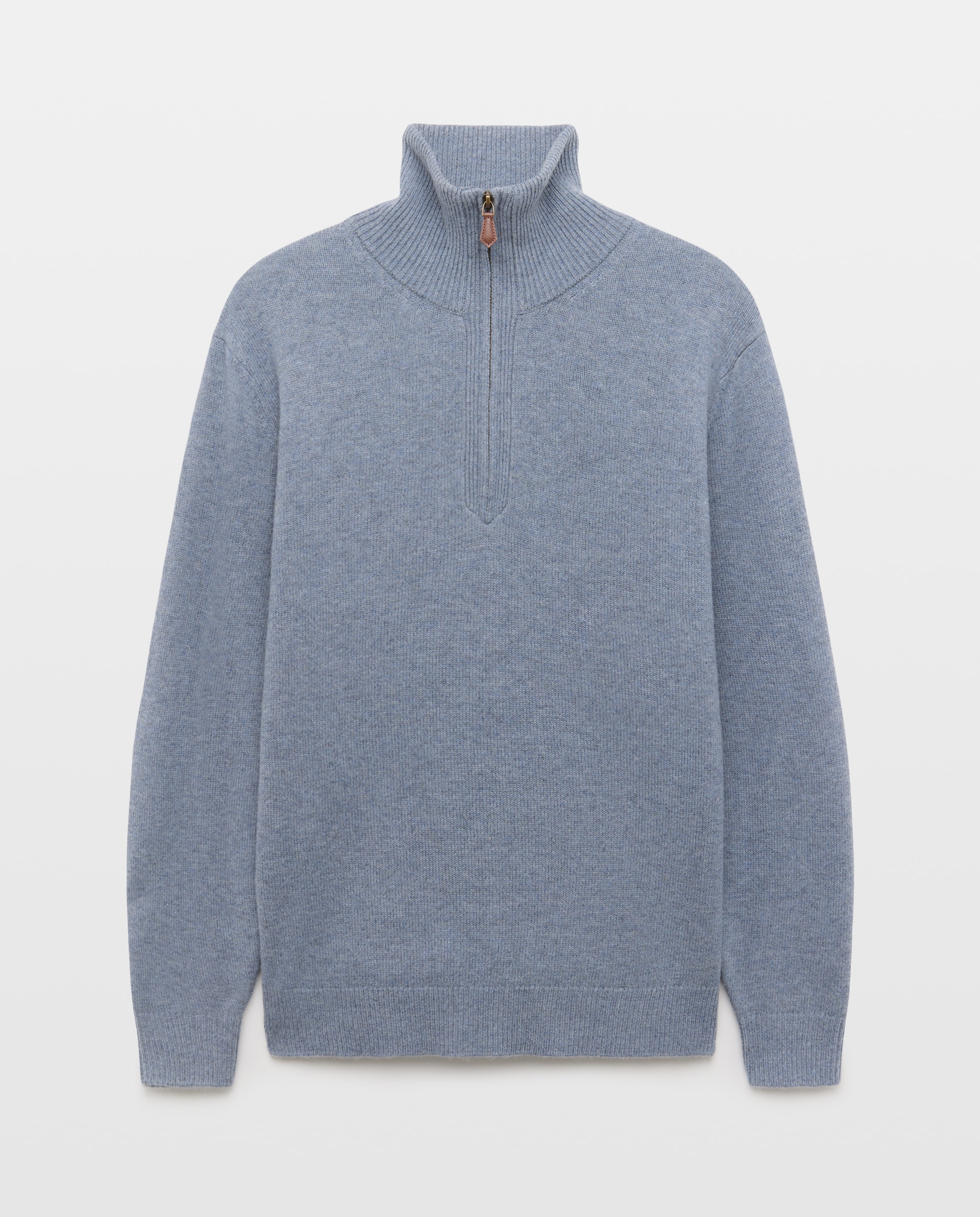 Jersey cuello semicisne cremallera lana/cashmere de hombre - Emidio Tucci - Azul Azul-4