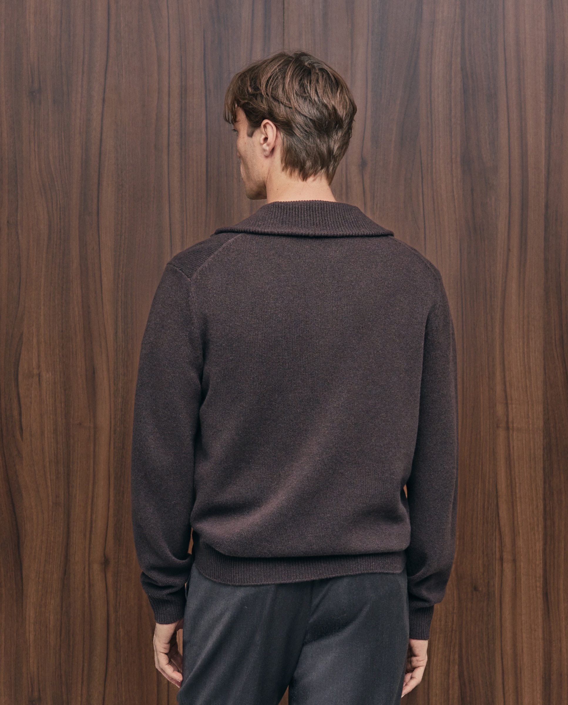 Jersey cuello semicisne cremallera lana/cashmere de hombre - Emidio Tucci - Marrón Marrón-4