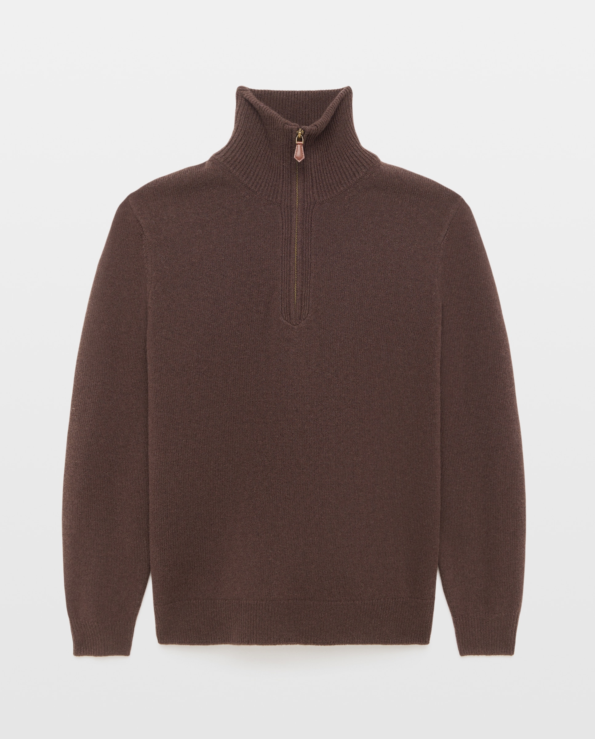 Jersey cuello semicisne cremallera lana/cashmere de hombre - Emidio Tucci - Marrón Marrón-5