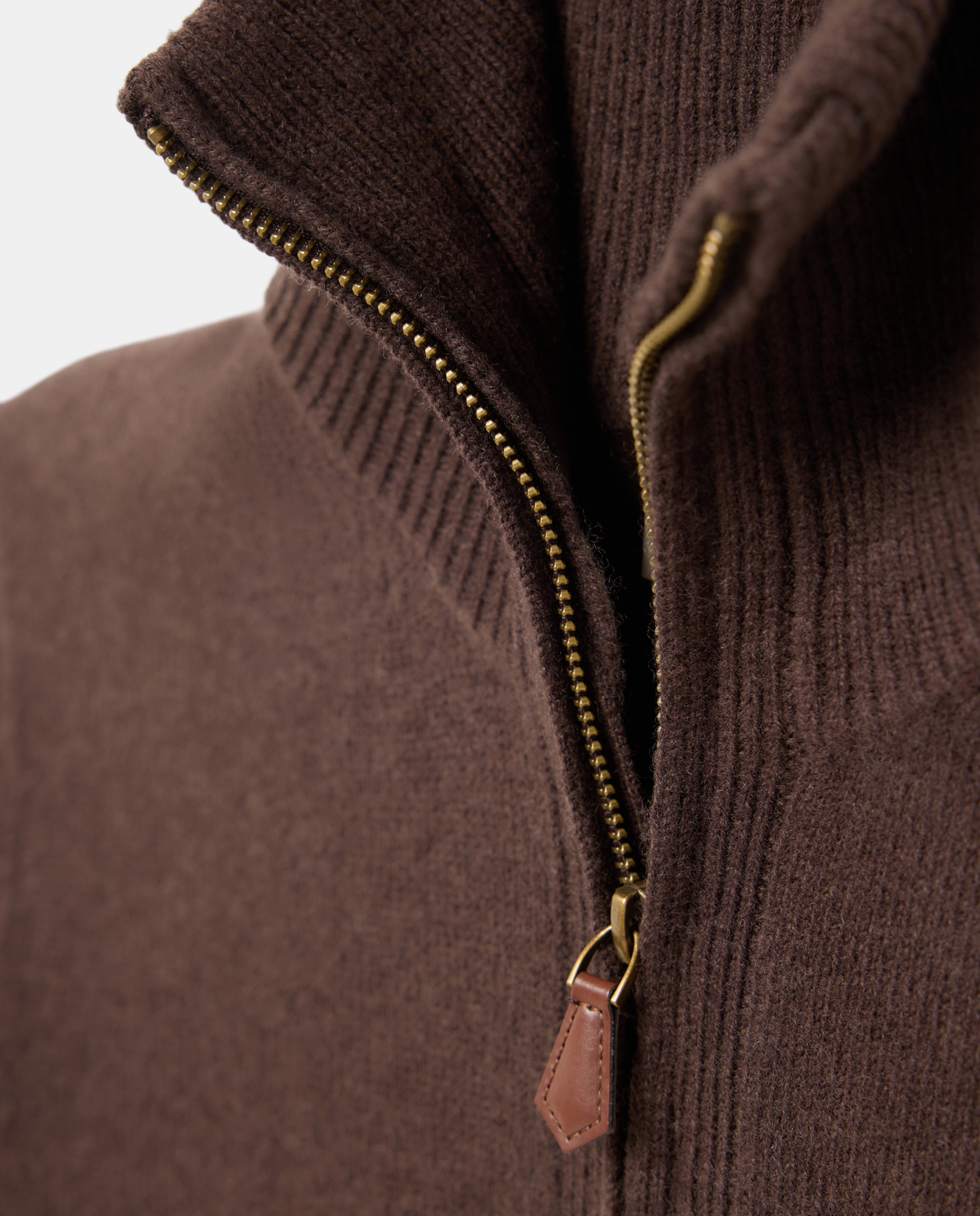 Jersey cuello semicisne cremallera lana/cashmere de hombre - Emidio Tucci - Marrón Marrón-6