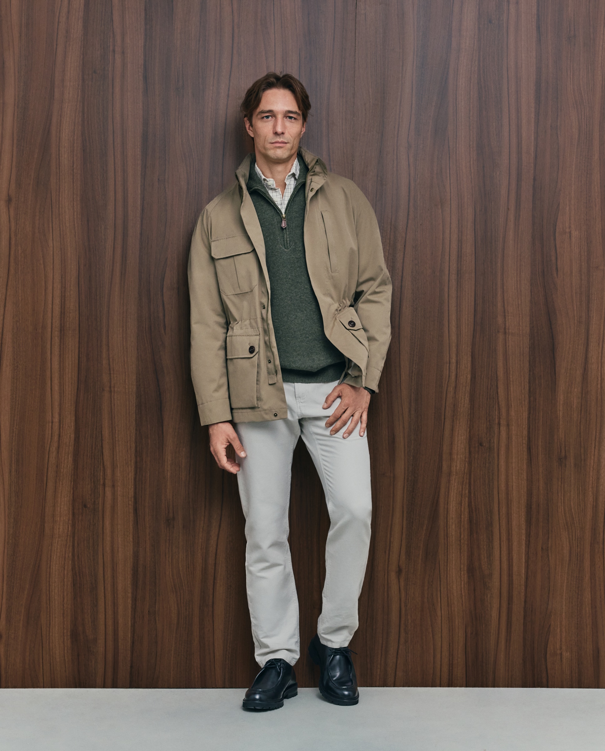Jersey cuello semicisne cremallera lana/cashmere de hombre - Emidio Tucci - Kaki Kaki-2