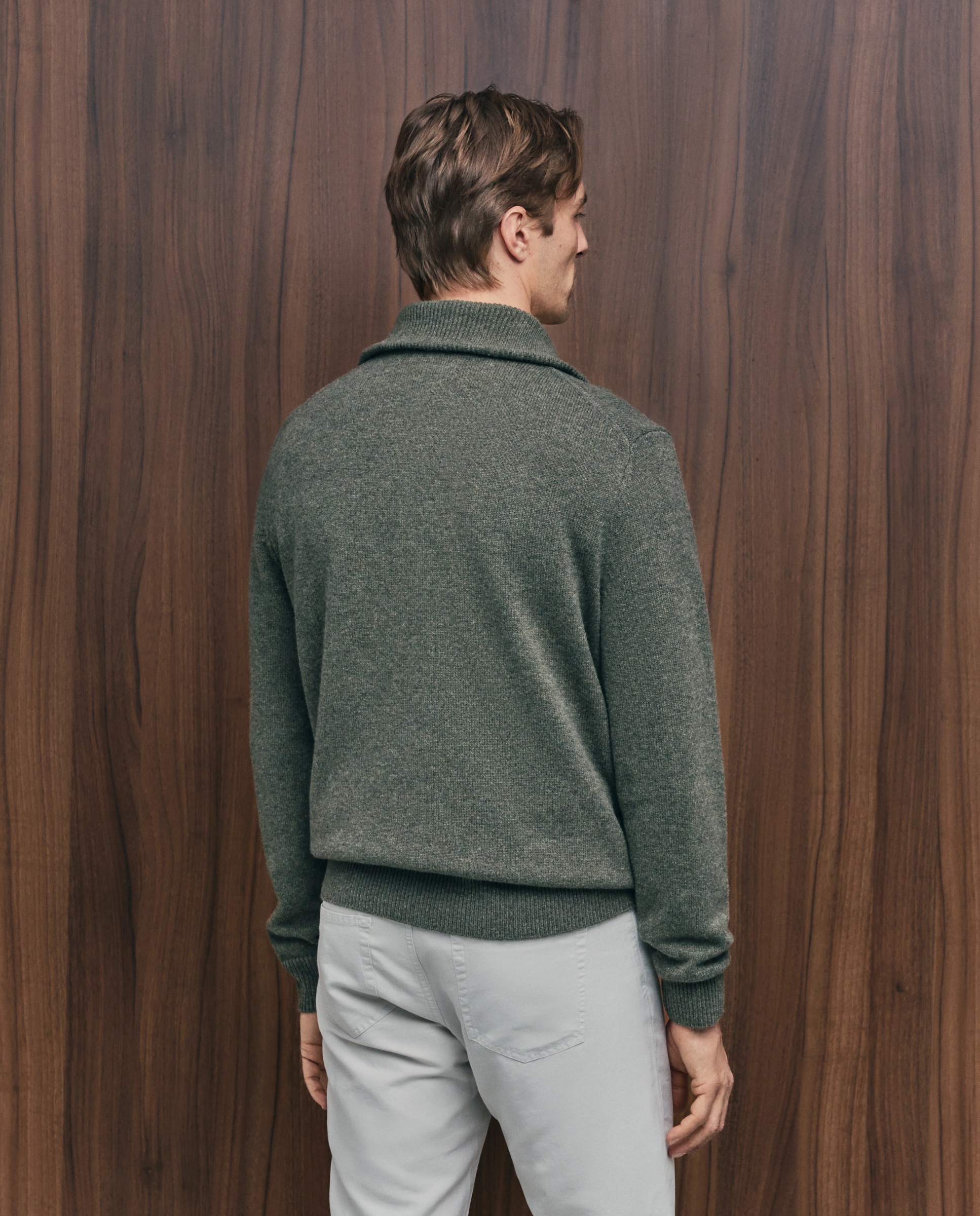 Jersey cuello semicisne cremallera lana/cashmere de hombre - Emidio Tucci - Kaki Kaki-3