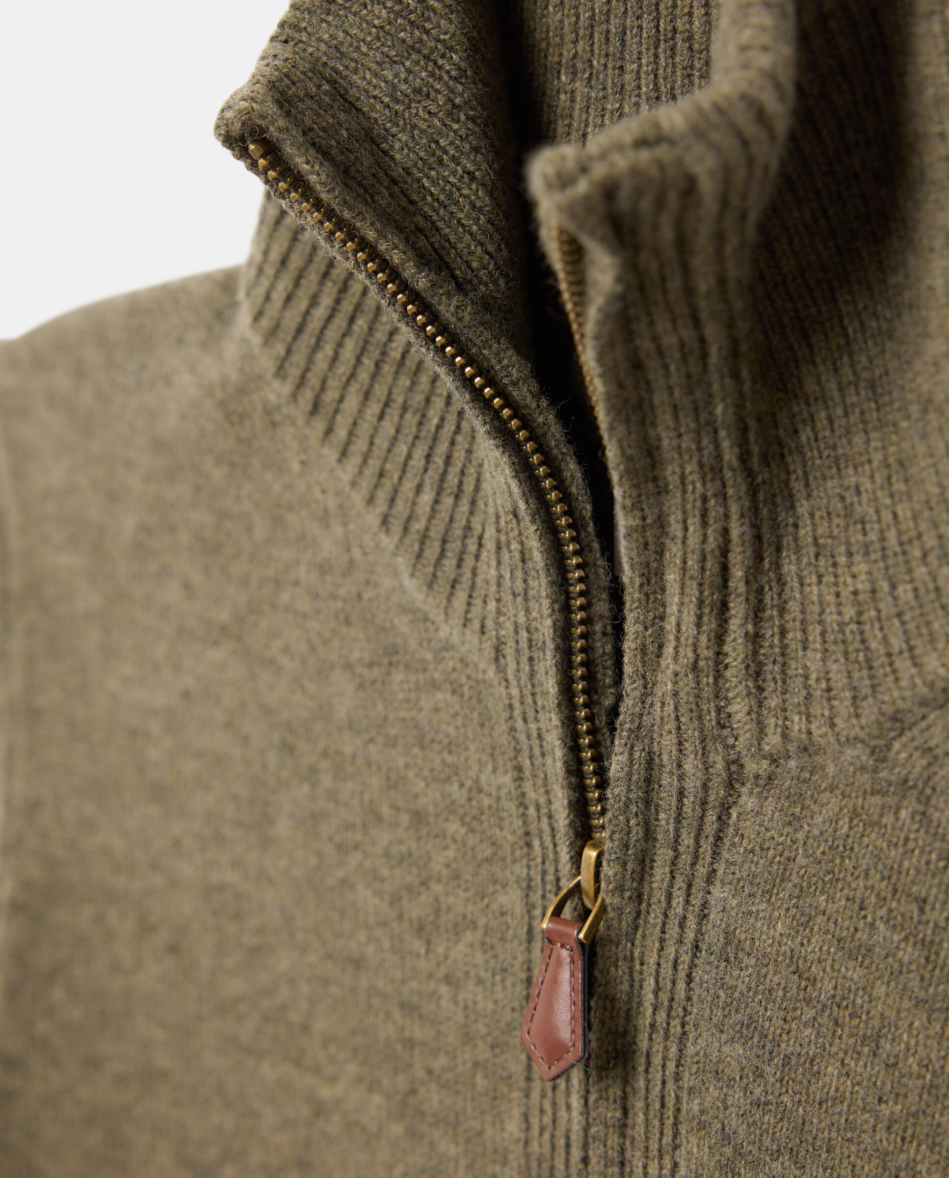 Jersey cuello semicisne cremallera lana/cashmere de hombre - Emidio Tucci - Kaki Kaki-5