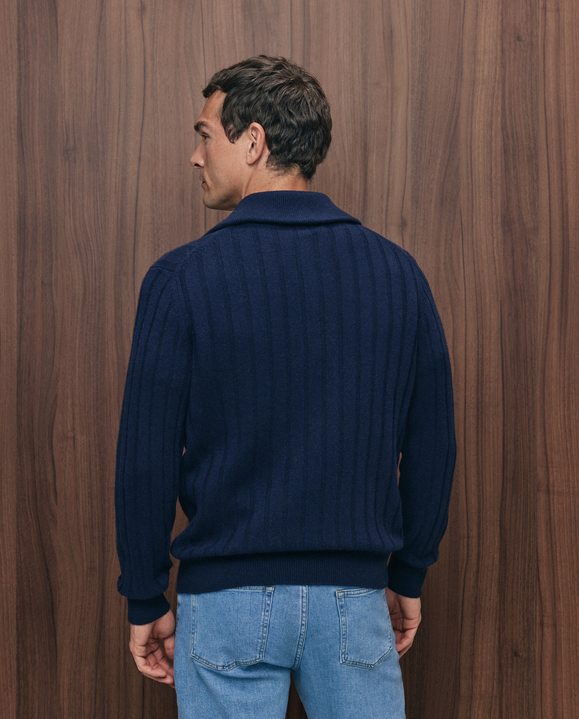 Imagen 3 de Jersey cuello semicisne cremallera canale 100% lambswool de hombre - Emidio Tucci - Azul marino Azul marino