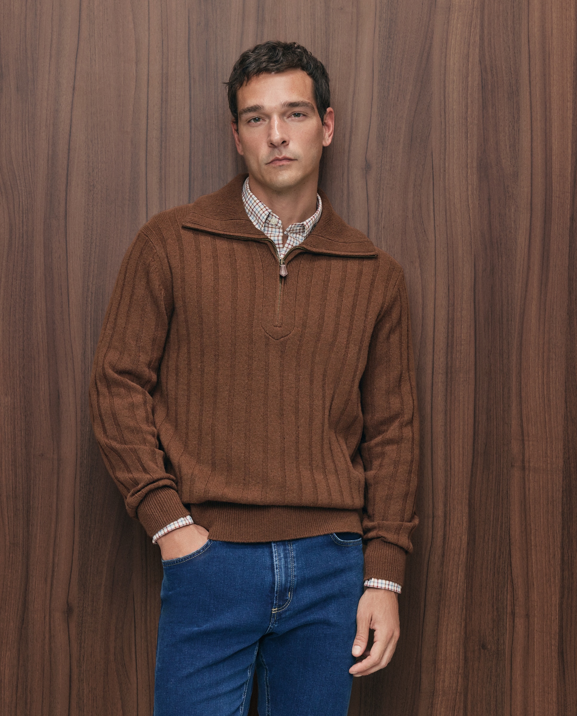 Imagen 1 de Jersey cuello semicisne cremallera canale 100% lambswool de hombre Naranja