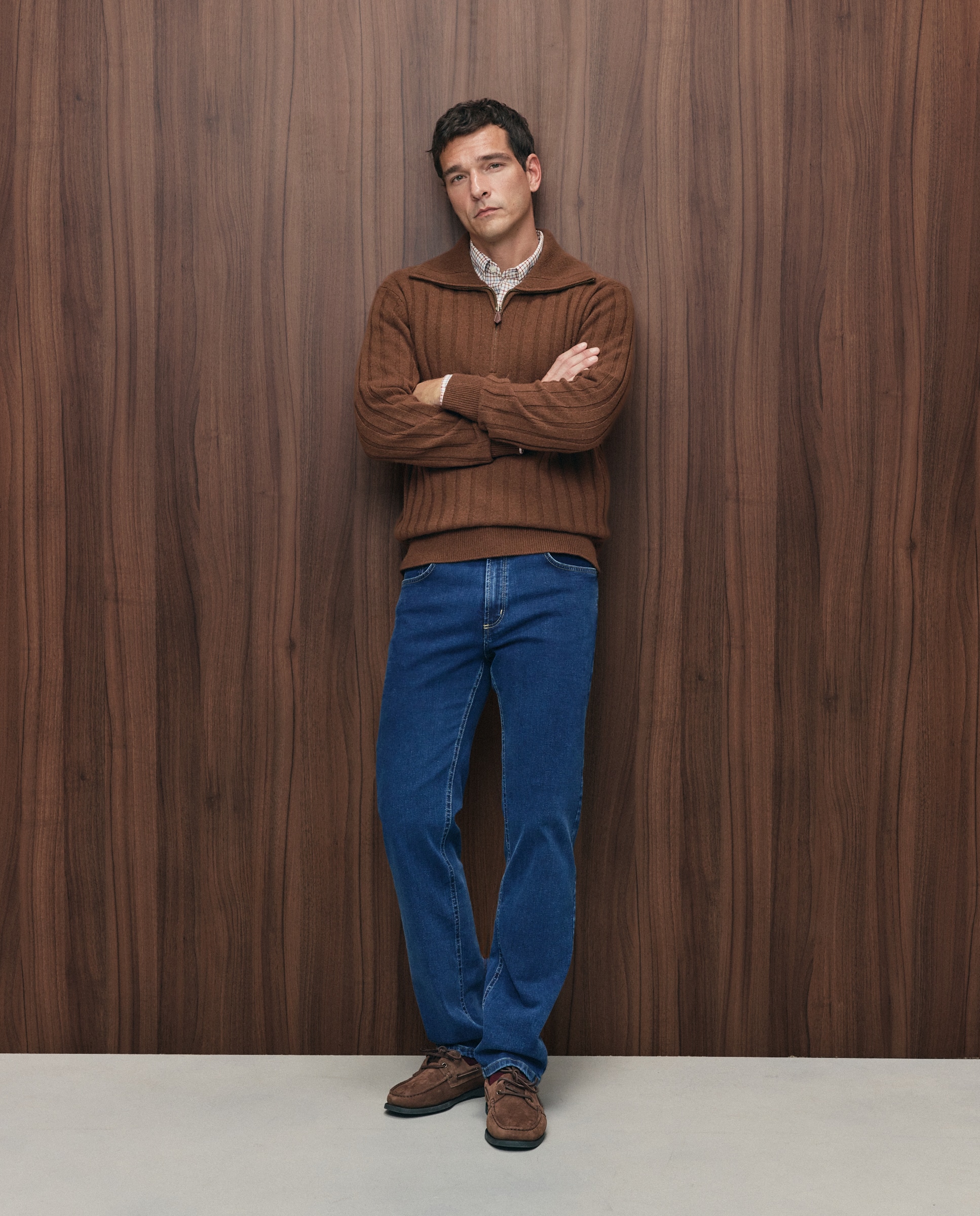 Imagen 2 de Jersey cuello semicisne cremallera canale 100% lambswool de hombre - Emidio Tucci - Naranja Naranja