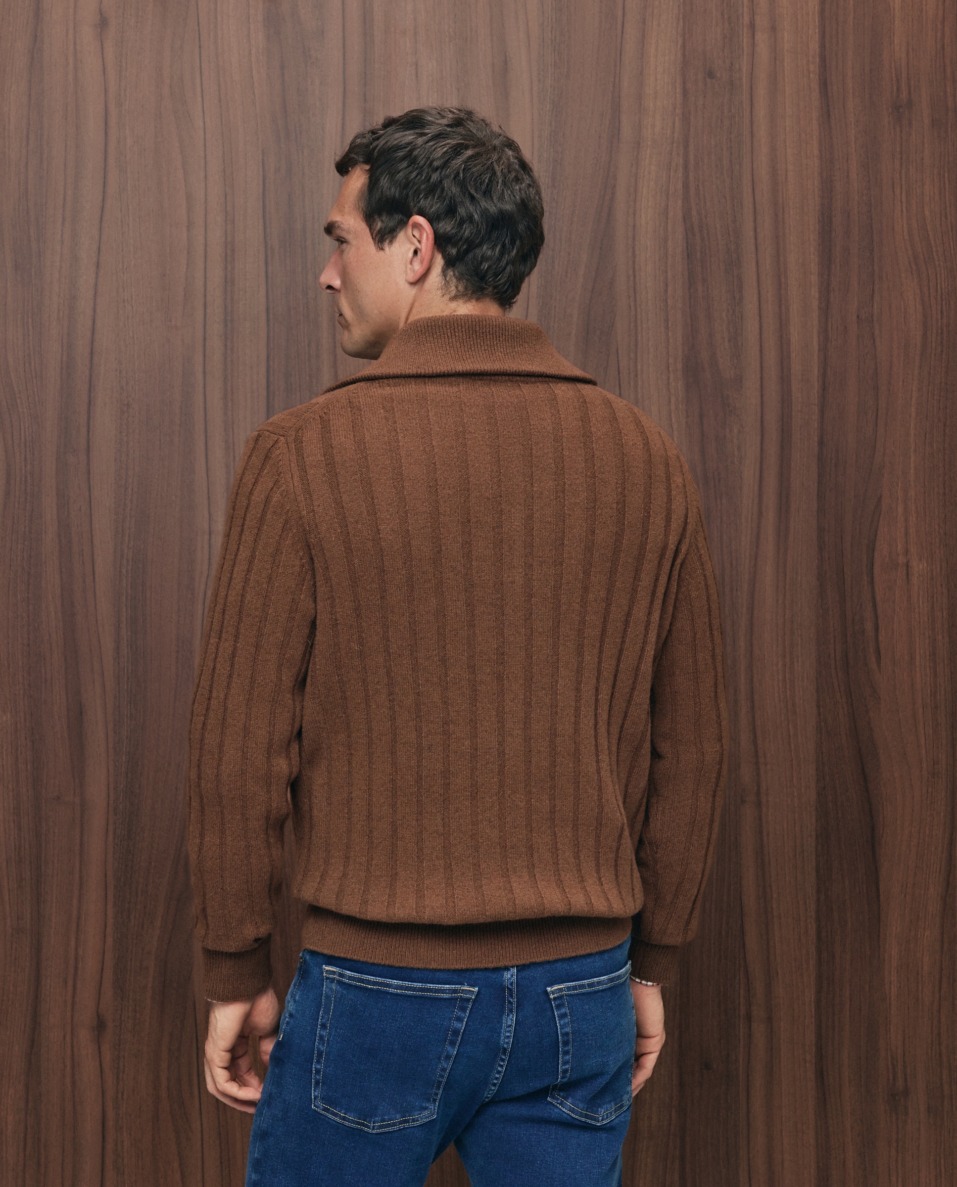 Imagen 3 de Jersey cuello semicisne cremallera canale 100% lambswool de hombre - Emidio Tucci - Naranja Naranja