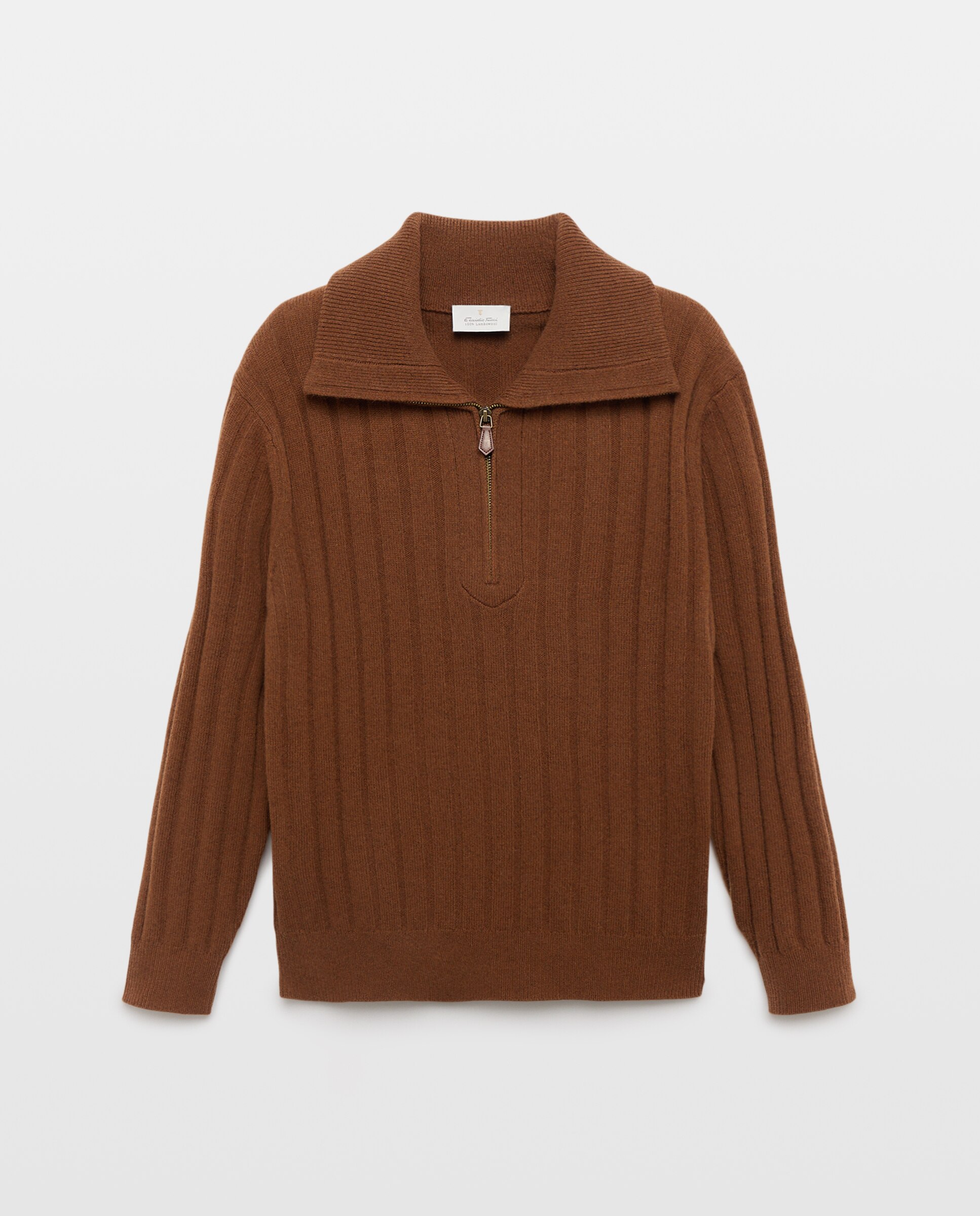 Jersey de hombre cuello semicisne botones liso lambswool - Emidio Tucci - Naranja Naranja-1