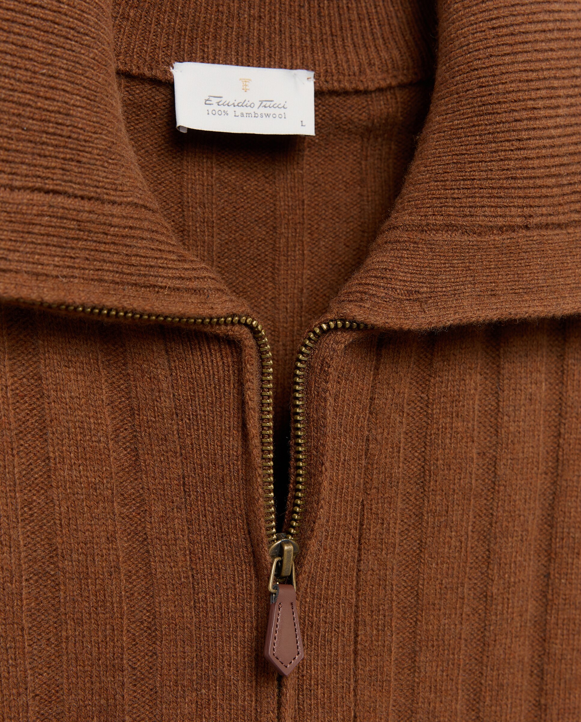 Jersey de hombre cuello semicisne botones liso lambswool - Emidio Tucci - Naranja Naranja-2