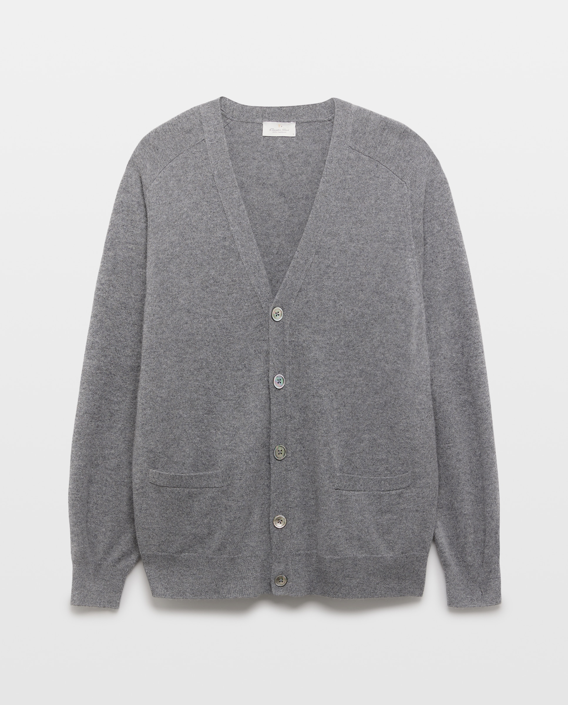 Cardigan de botones 100% cashmere de hombre - Emidio Tucci - 820 Gris medio 820 Gris medio-5