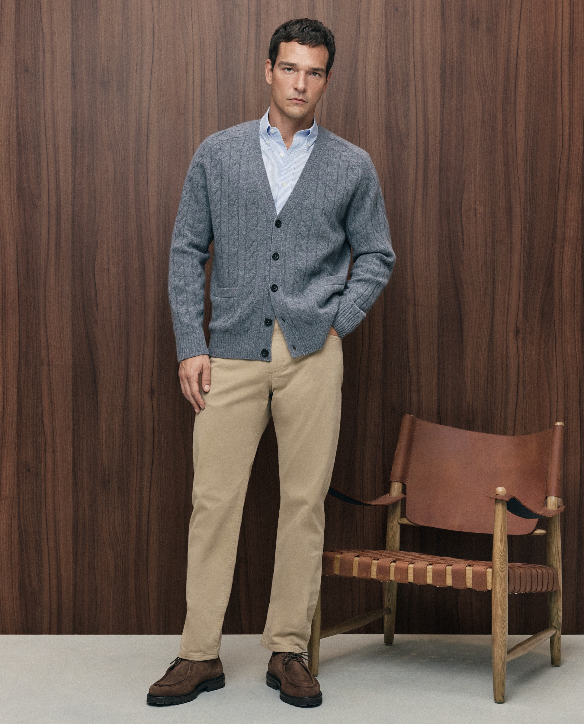 Cardigan botones ochos 100% lambswool de hombre - Emidio Tucci - Gris Gris-1
