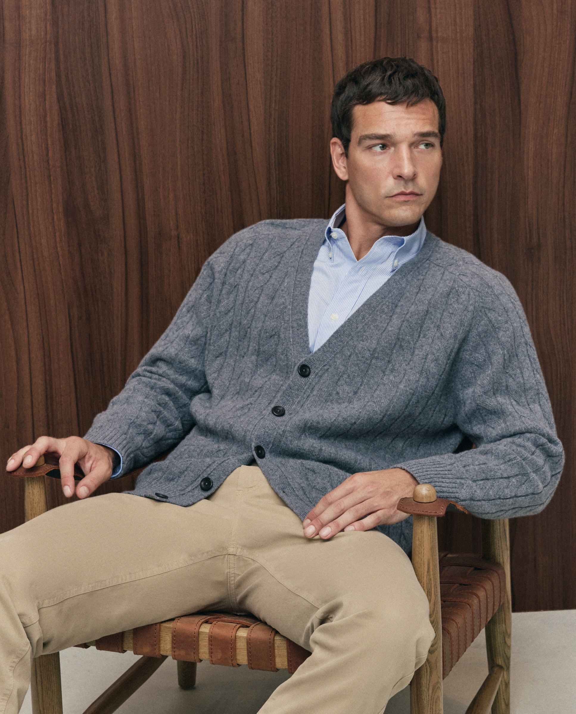 Cardigan botones ochos 100% lambswool de hombre - Emidio Tucci - Gris Gris-2