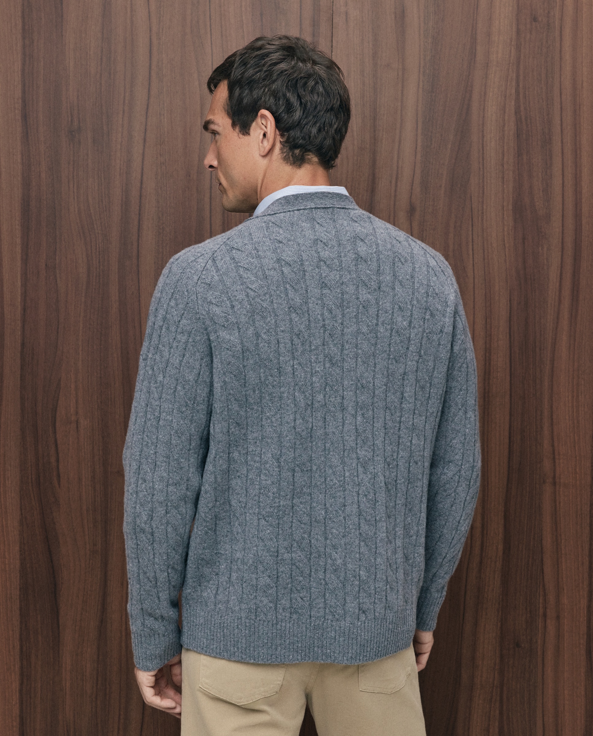 Cardigan botones ochos 100% lambswool de hombre - Emidio Tucci - Gris Gris-3