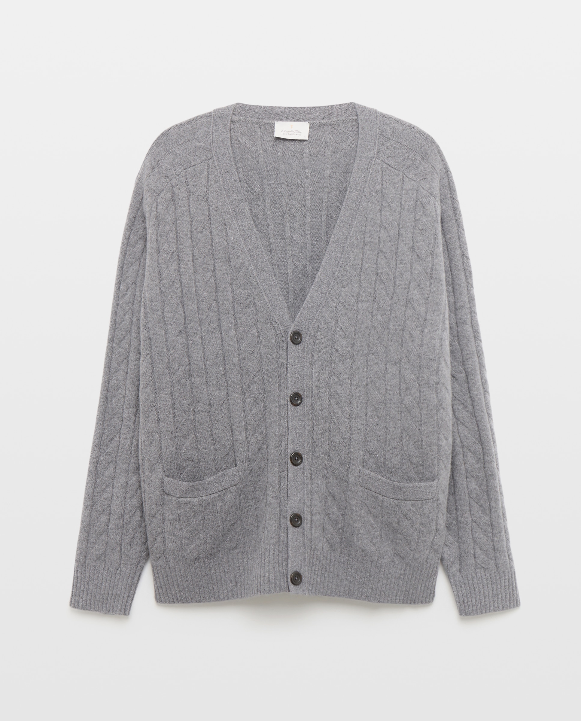 Cardigan de hombre botones fantasia ochos lambswool - Emidio Tucci - Gris Gris-1